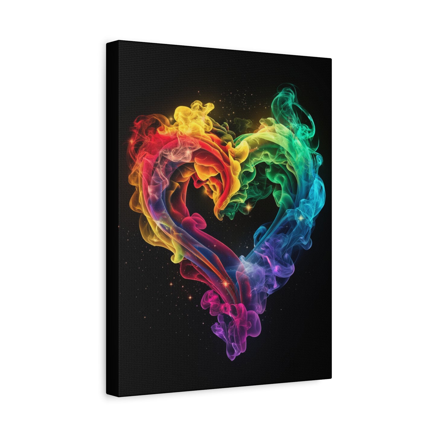 Canvas Art Print - Colorful Smoke Heart Design