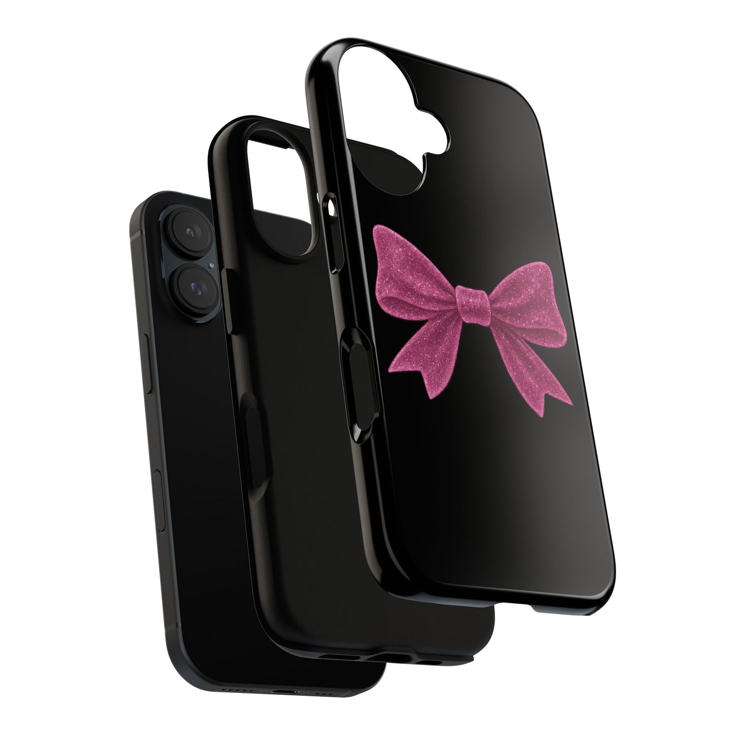 Pink Bow iPhone Case β Coquette Aesthetic Phone Cover β Glitter Soft Girl Tech Accessory β Cute Glossy Pinkcore Case β Gift for Her