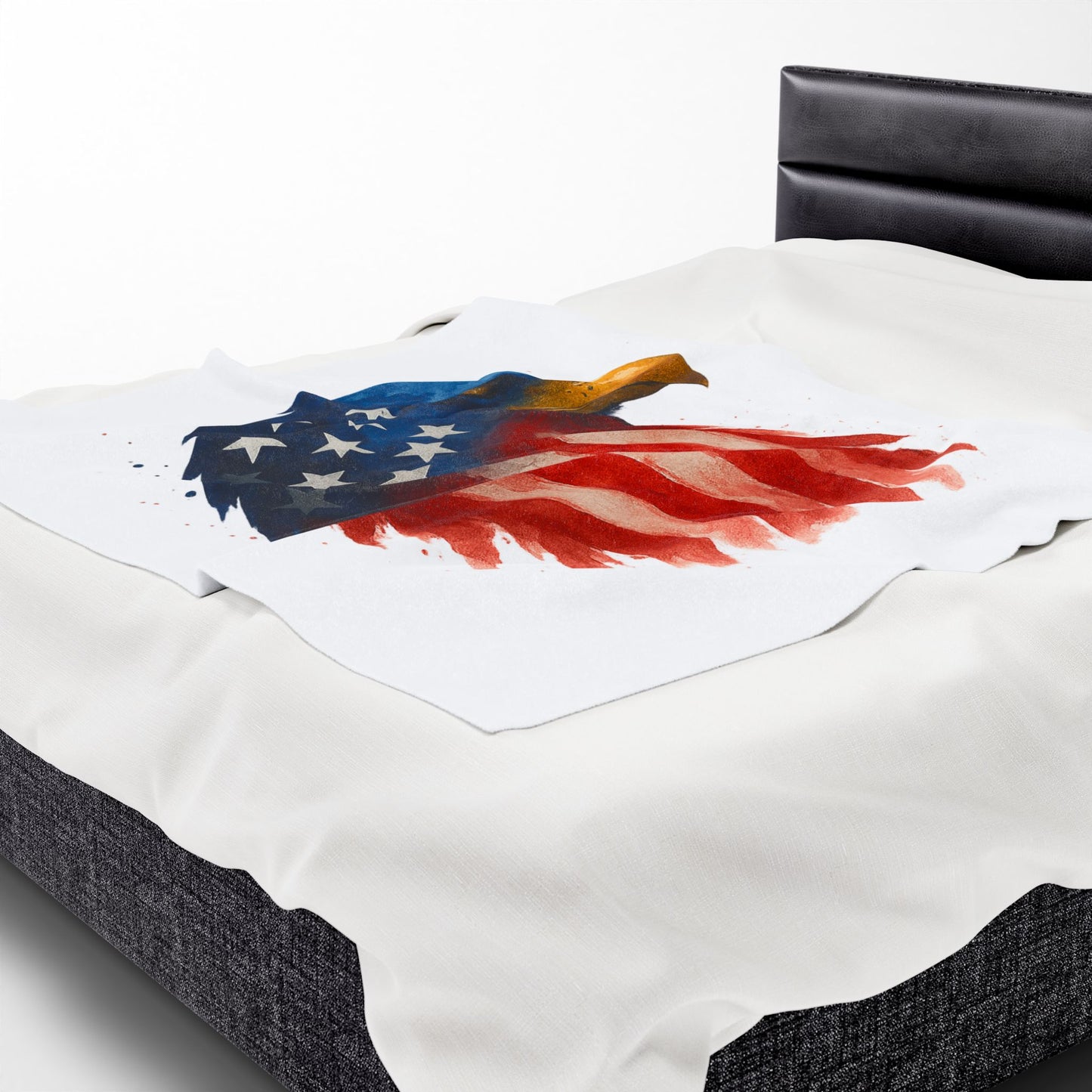 Patriotic Eagle Plush Blanket - Soft USA Flag Throw - Cozy Polyester Eagle Throw for Veterans, 4th of July, Home Decor Gift