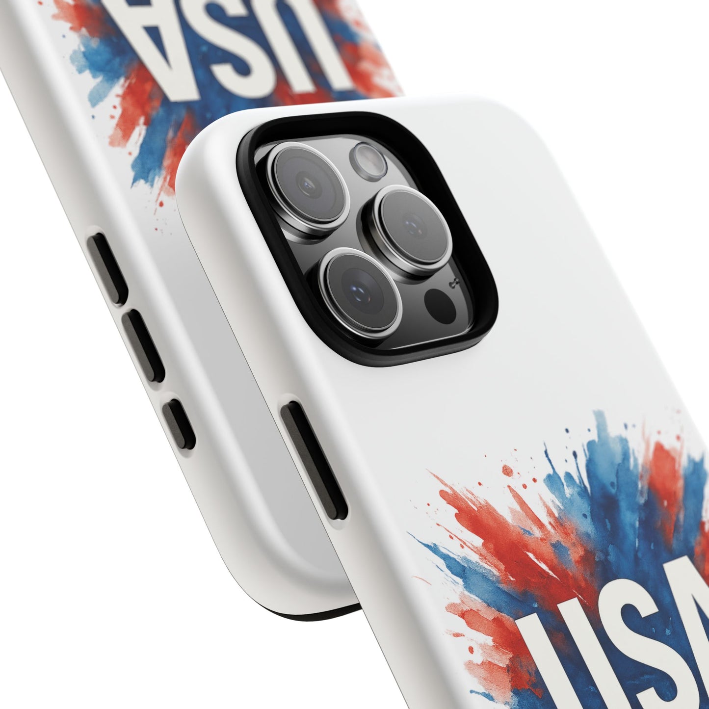 USA Splash iPhone Case - Patriotic Red White Blue Tough Cover, Dual-Layer Protection, 4th of July Memorial Day Gift