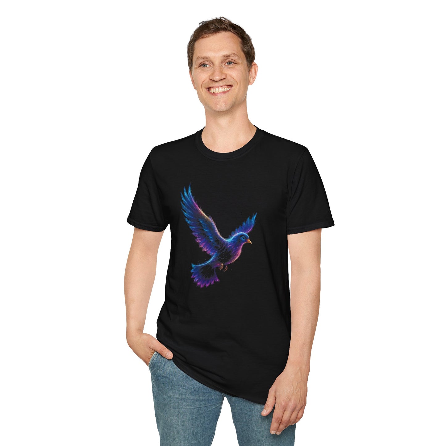 Abstract Dove Graphic Tee | Neon Spiritual Bird T-Shirt, Christian Symbol of Peace, Colorful Artsy Faith Shirt, Unique Religious Gift