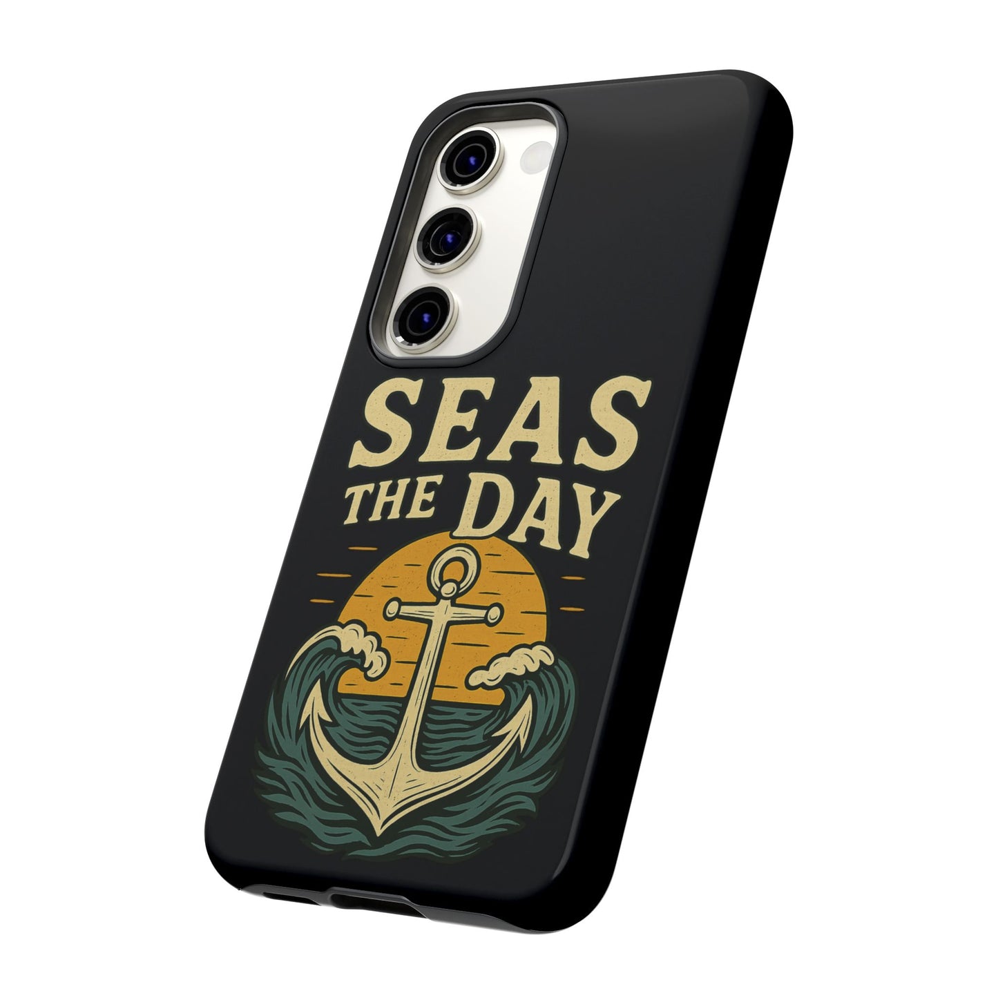 Seas the Day Samsung Case – Nautical Phone Case – Anchor Pun Gift – Ocean Lover Accessory – Motivational Phone Cover – Beach Vibes Case