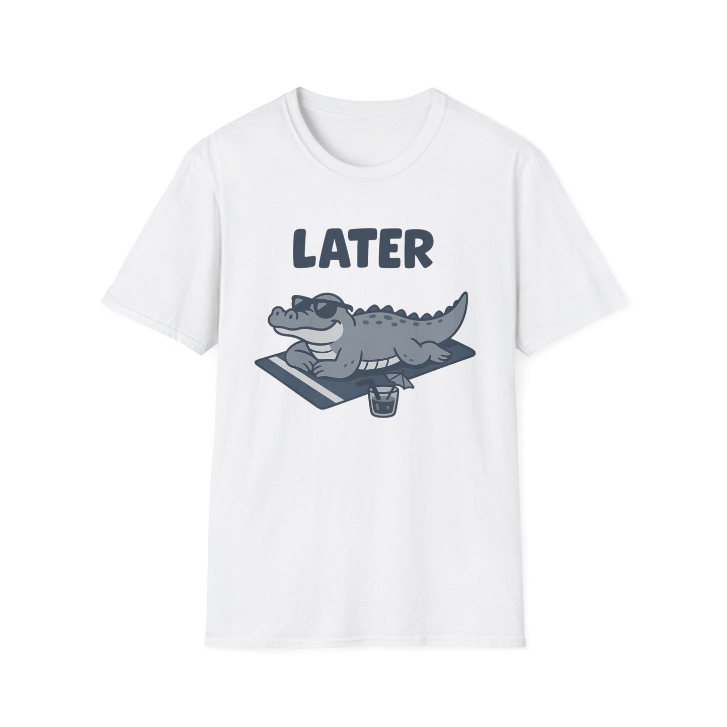 Later Gator Lounge Graphic Tee - Funny Alligator T-Shirt, Summer Vacation Humor, Cute Animal Tee, Relax Gift for Him and Her