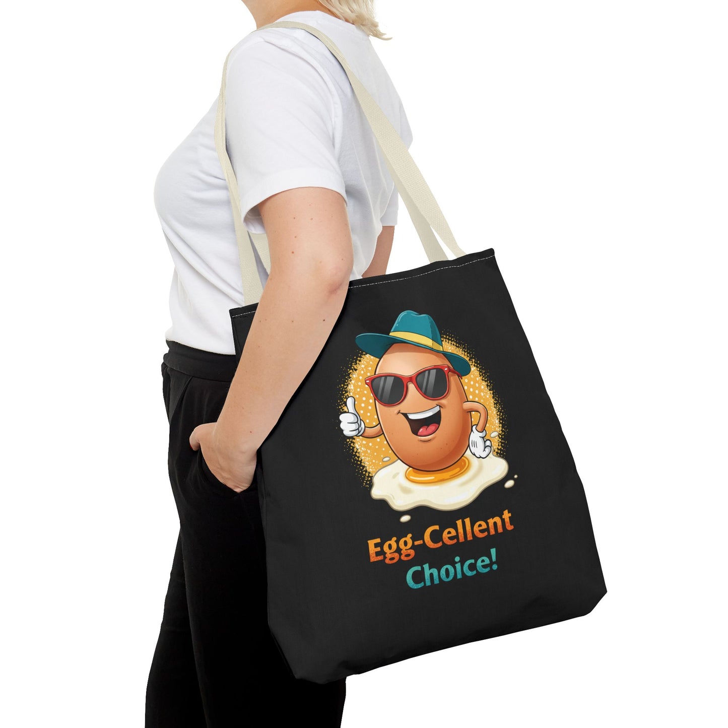 Tote Bag: Egg-Cellent Choice Thumbs Up Pun Design