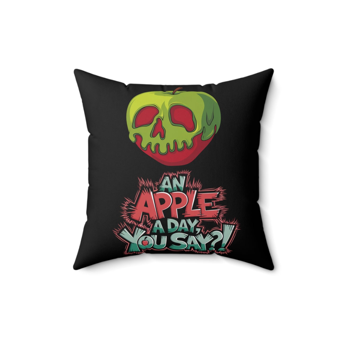 Square Pillow - Poison Apple Design - 'An Apple a Day You Say'