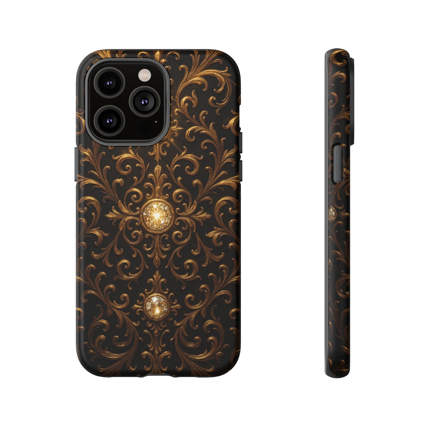Baroque iPhone Case β Elegant Gold Floral Scroll Design for iPhone 16, 15, 14, 13, Pro Max & More