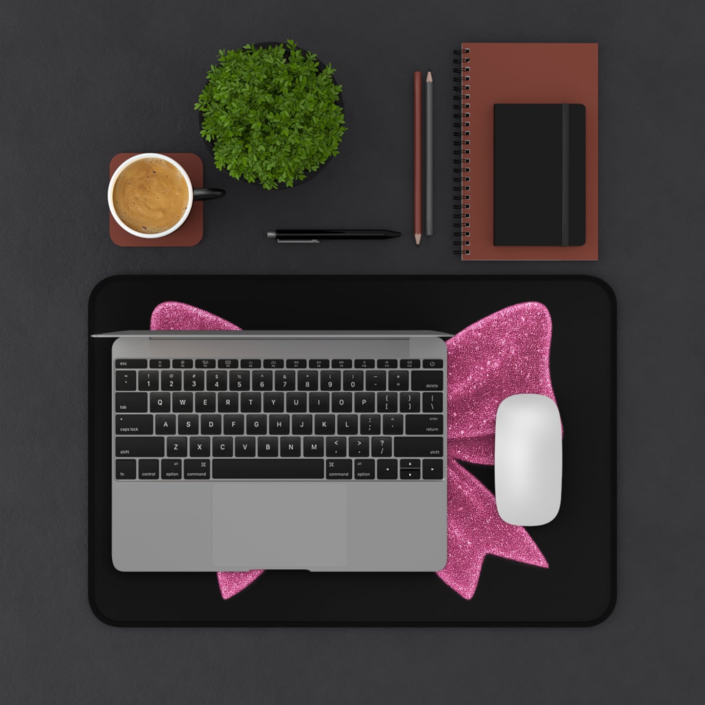 Pink Glitter Bow Desk Mat β Coquette Aesthetic Mouse Pad XL β Cute Girly Office Decor β Soft Girl Gaming Desk Mat β Pinkcore Desk Accessory