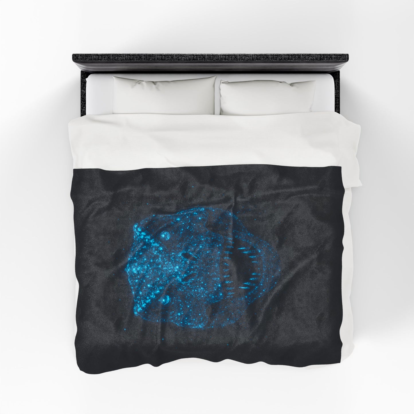 Bioluminescent-Style T-Rex Blanket - Neon Blue Dinosaur Throw for Kids, Teens and Gamers - Soft Cozy Dino Bedding, Unique Jurassic Gift