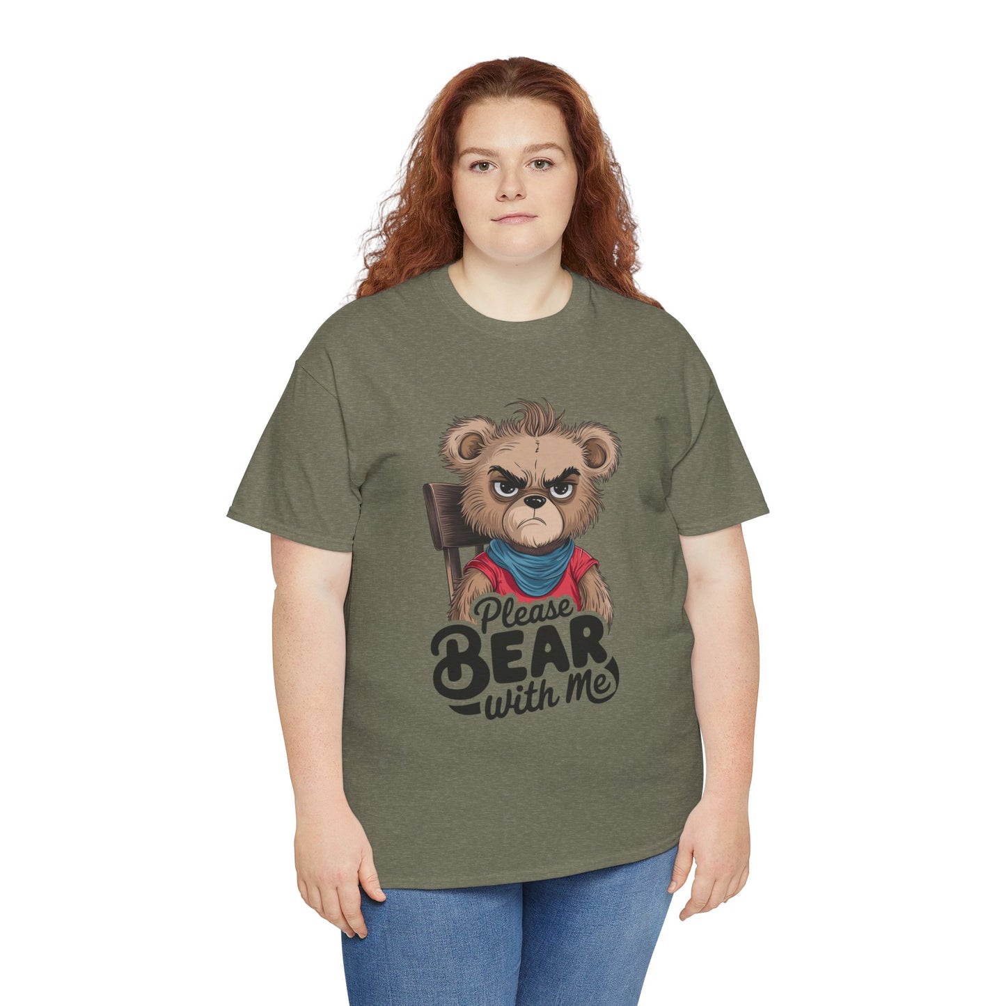 Grumpy Bear Graphic Tee – Please Bear With Me Shirt – Funny Animal T‑shirt – Sarcastic Humor Gift – Cute Bear Meme Art Tee