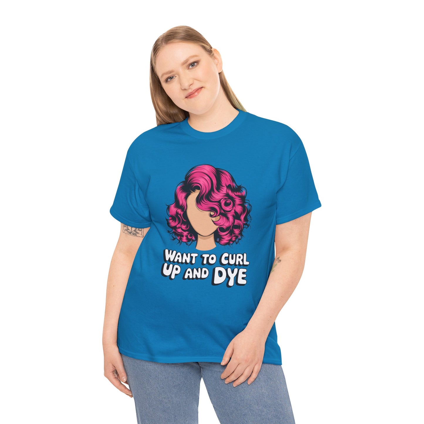 Curly Hair Tee: Want To Curl Up And Dye – Funny Hair Colorist Tee, Salon & Curl Lovers Gift, Trendy Graphic Shirt for Hairstylists