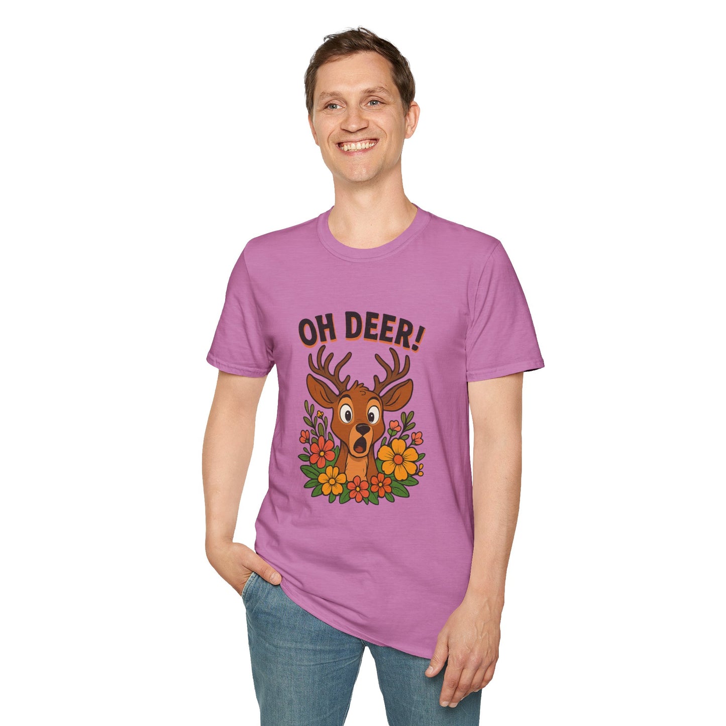 Oh Deer! Cute Floral Deer Graphic Tee | Funny Animal Lover Gift, Personalized, Nature Woodland Shirt, Deer Mom | Gift for Her Him