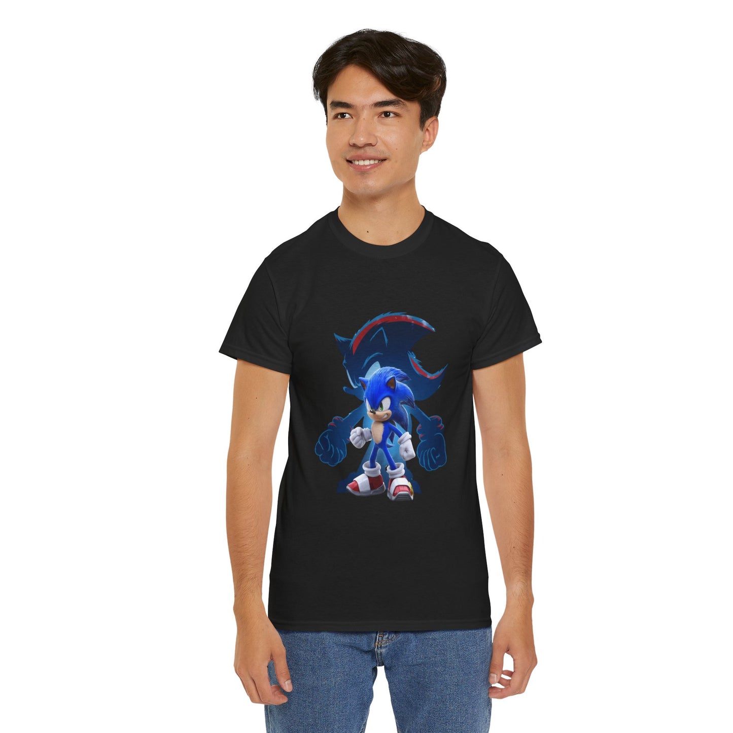 Blue Speed Hero Graphic Tee | Retro Gaming Legend T-Shirt | Fan Inspired Gamer Apparel | Cool Vintage Style Unisex Shirt for Adults & Teens