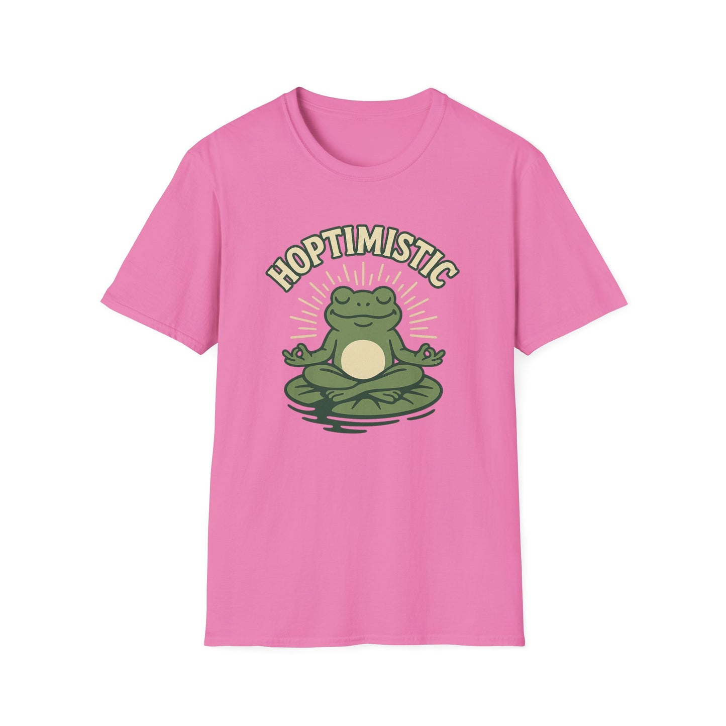 HOPTIMISTIC Relaxed Zen Frog T-Shirt • Cute Animal Graphic Tee • Mindful Yoga Frog Humor • Unisex Gift • Nature Lover Shirt