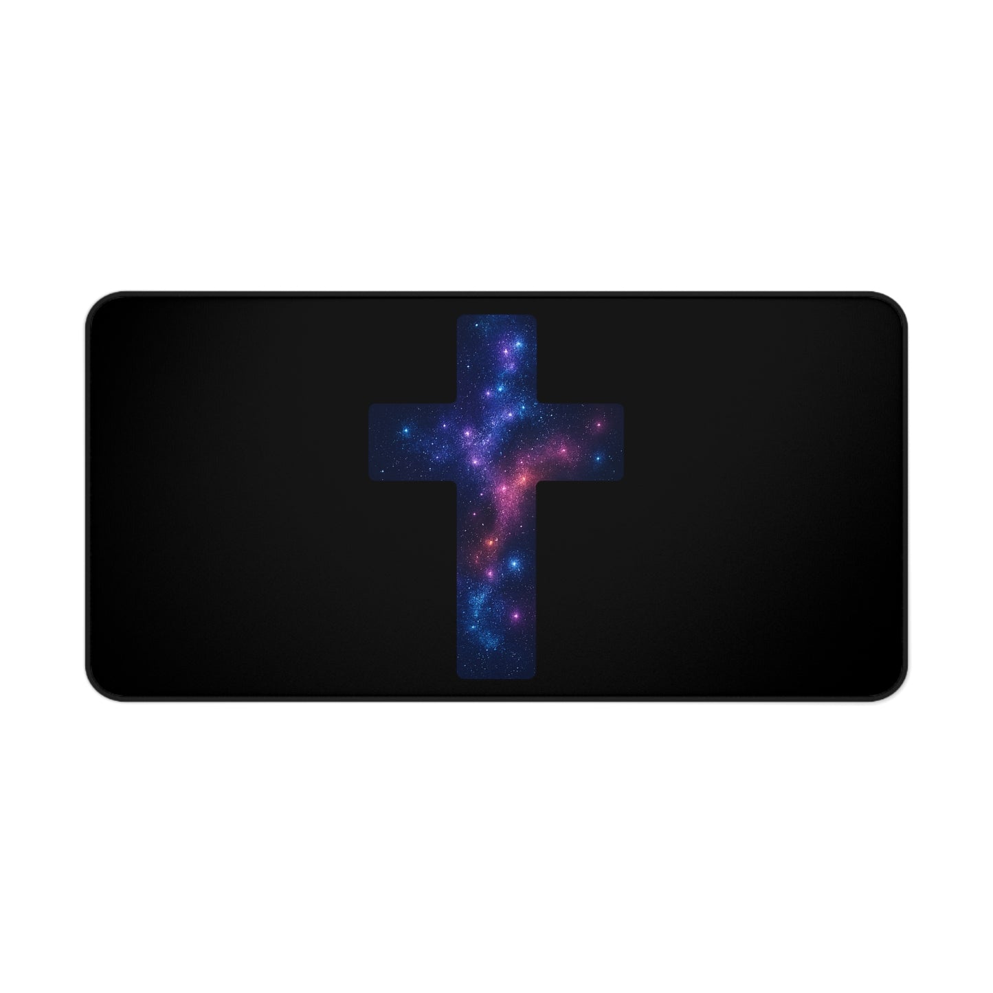 Galactic Desk Mat/Mouse Pad Cross Decor Christian Mouse Pad Spiritual Accessory Religious Desk Mat Gift for Believer