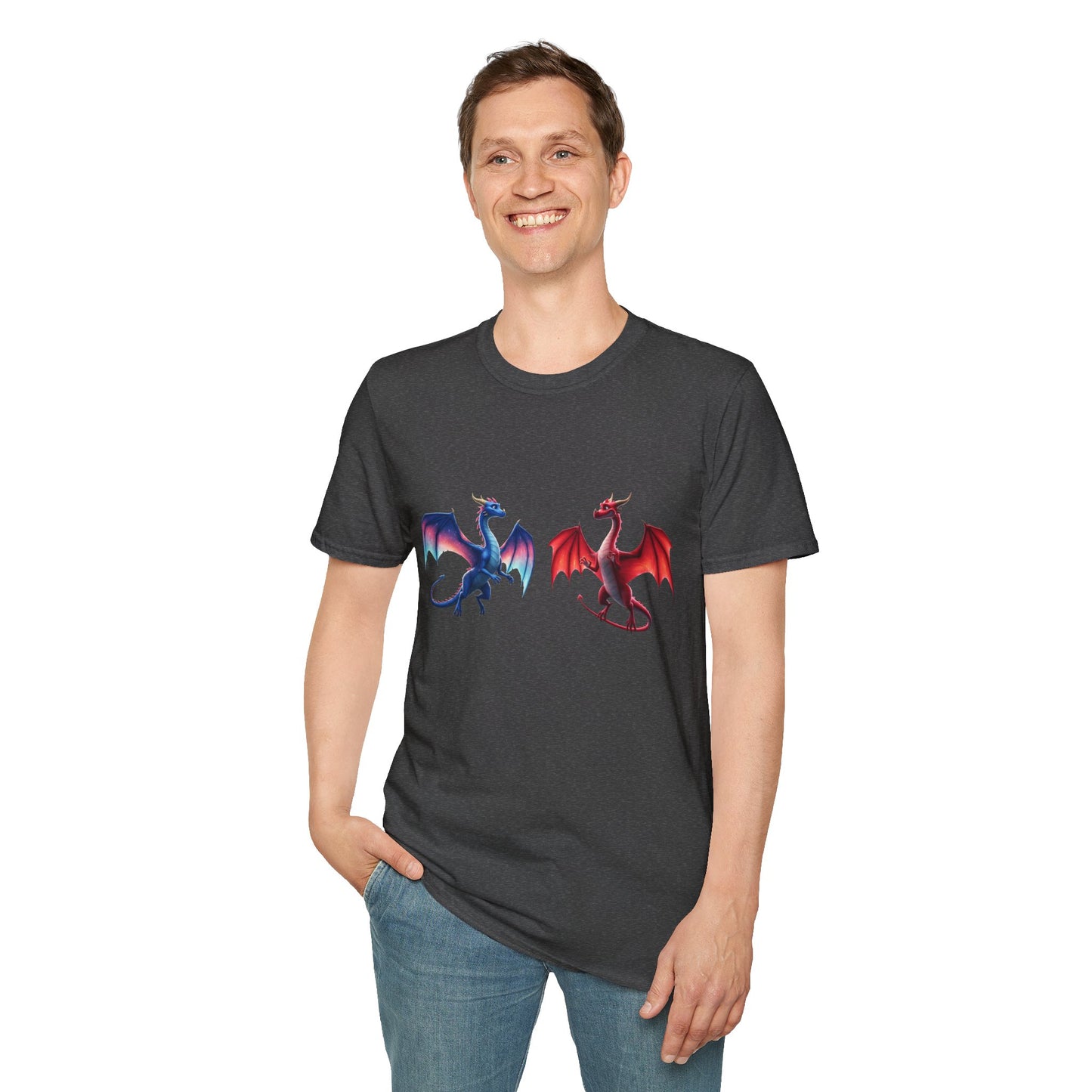 Dragon Duel Fantasy T-Shirt | Fire & Ice Dragon Graphic Tee | Unisex Gamer Shirt | DnD Gift | Cool Mythical Creature Shirt
