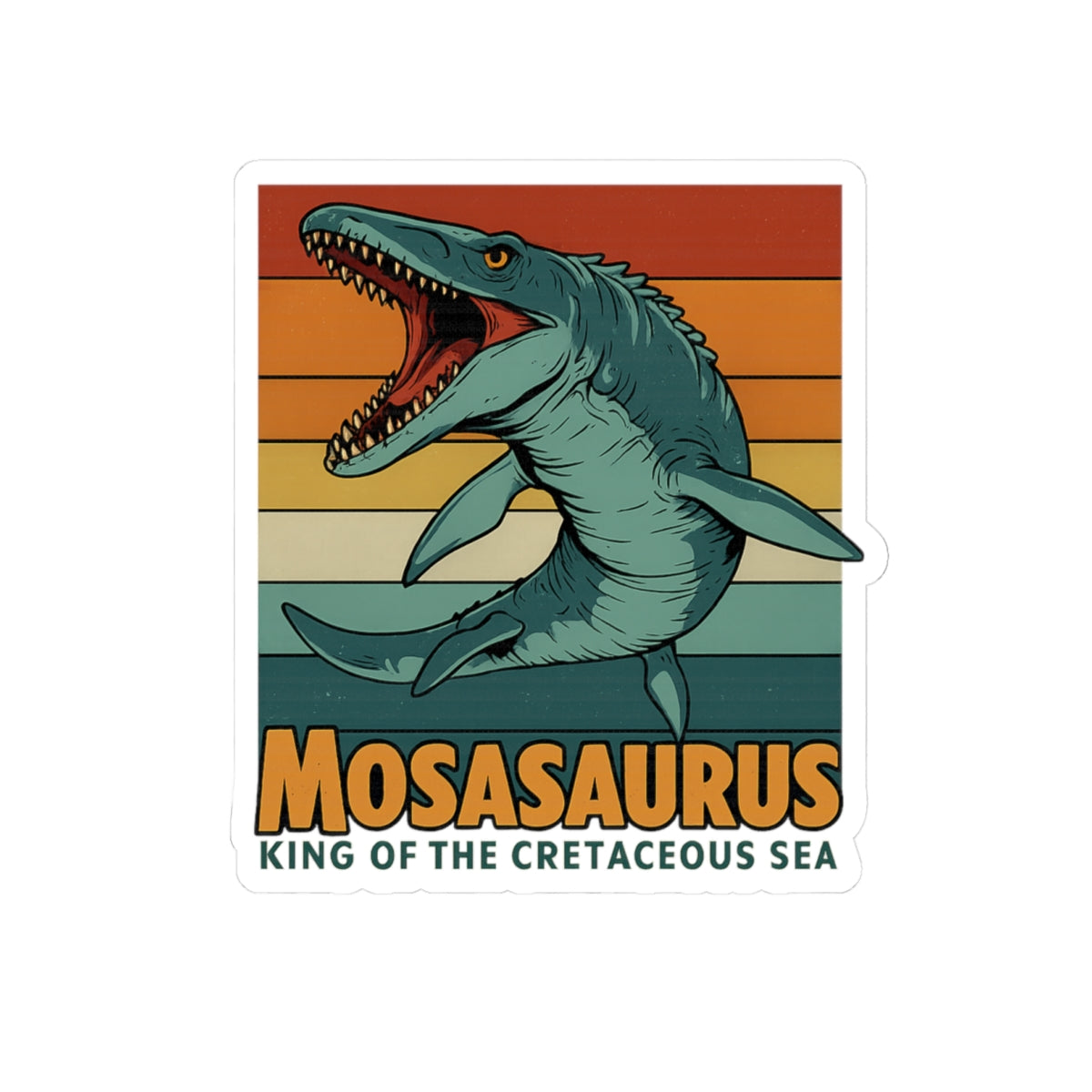 Retro Mosasaurus Vinyl Sticker - Vintage Dinosaur Decal | Die-Cut Sticker for Laptop, Skateboard, Journal | Cretaceous Sea King Gift