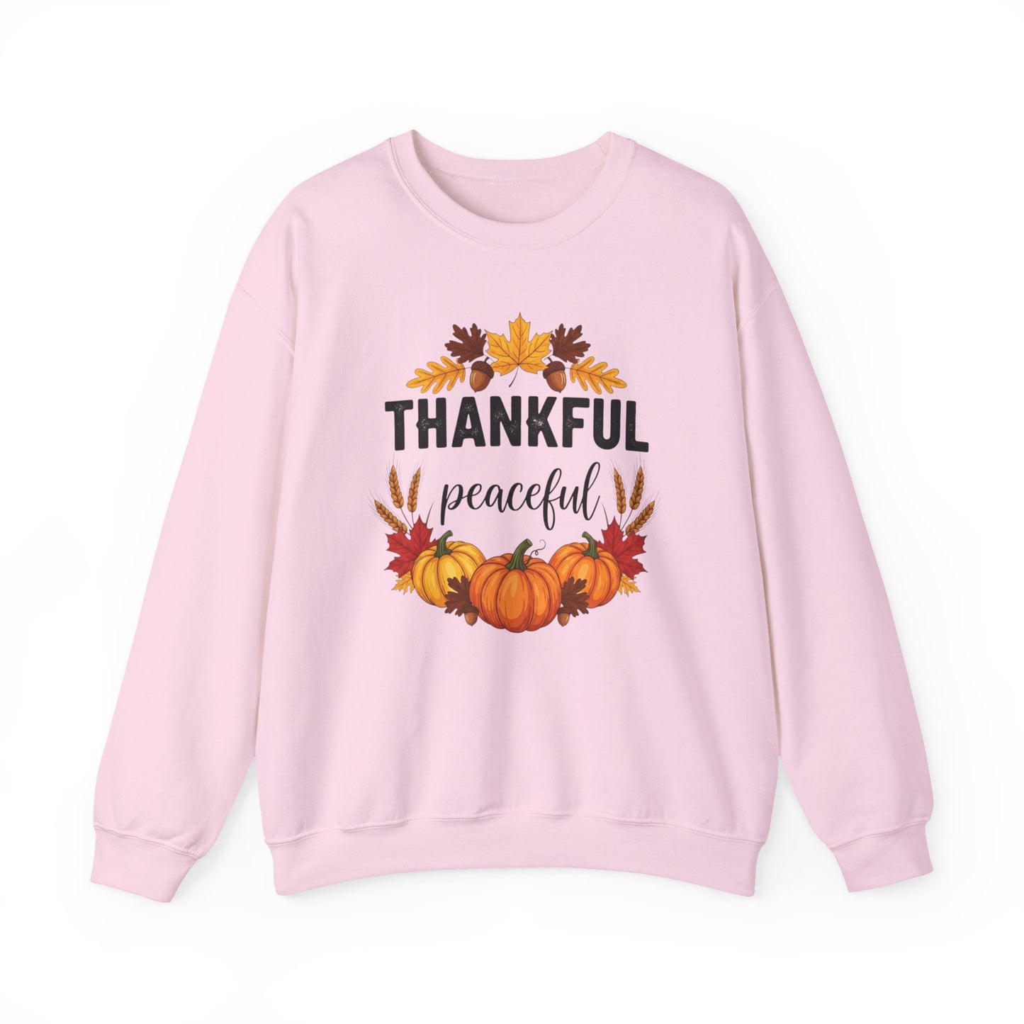 Thankful Peaceful Fall Sweatshirt, Autumn Pumpkin Crewneck, Thanksgiving Sweater, Cozy Seasonal Pullover, Gratitude Gift For Women Men