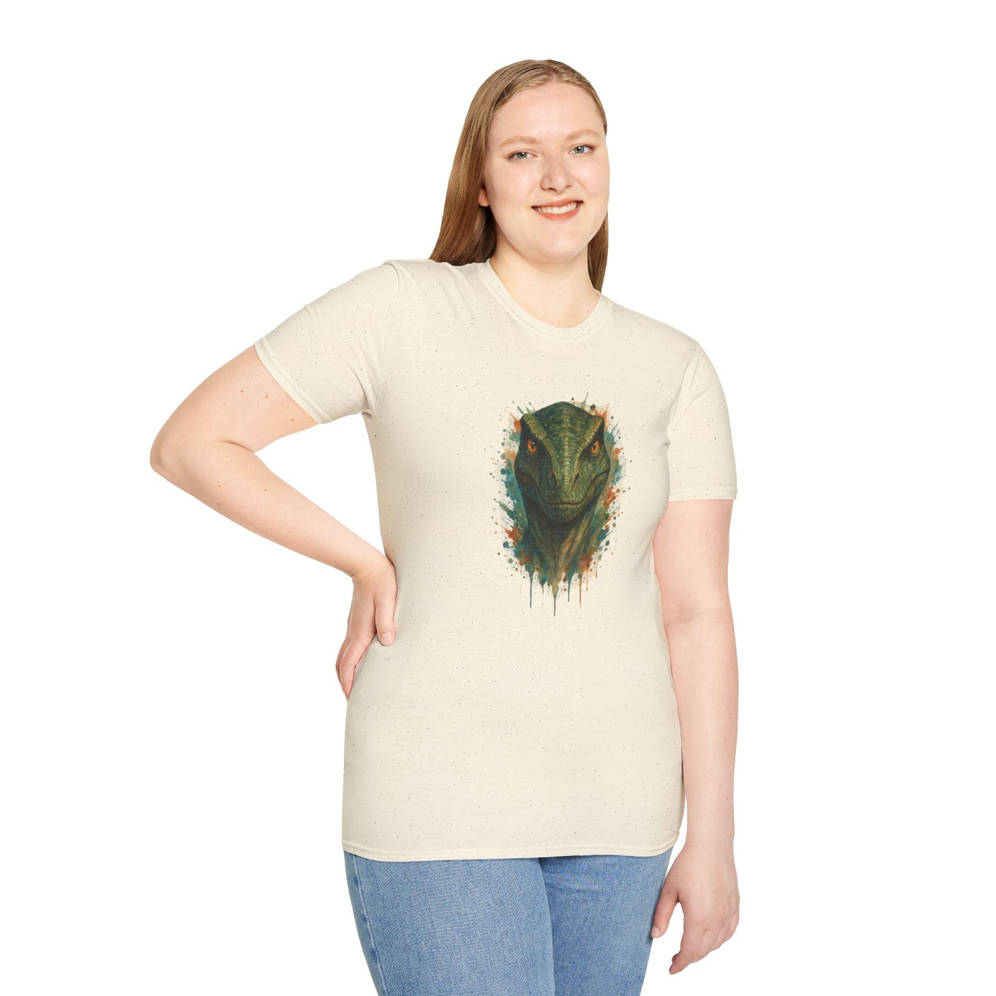 Watercolor Velociraptor T-Shirt | Dinosaur Lover Gift | Artistic Paleo Tee - Unique Dino Art Tee for Men Women Jurassic Apparel