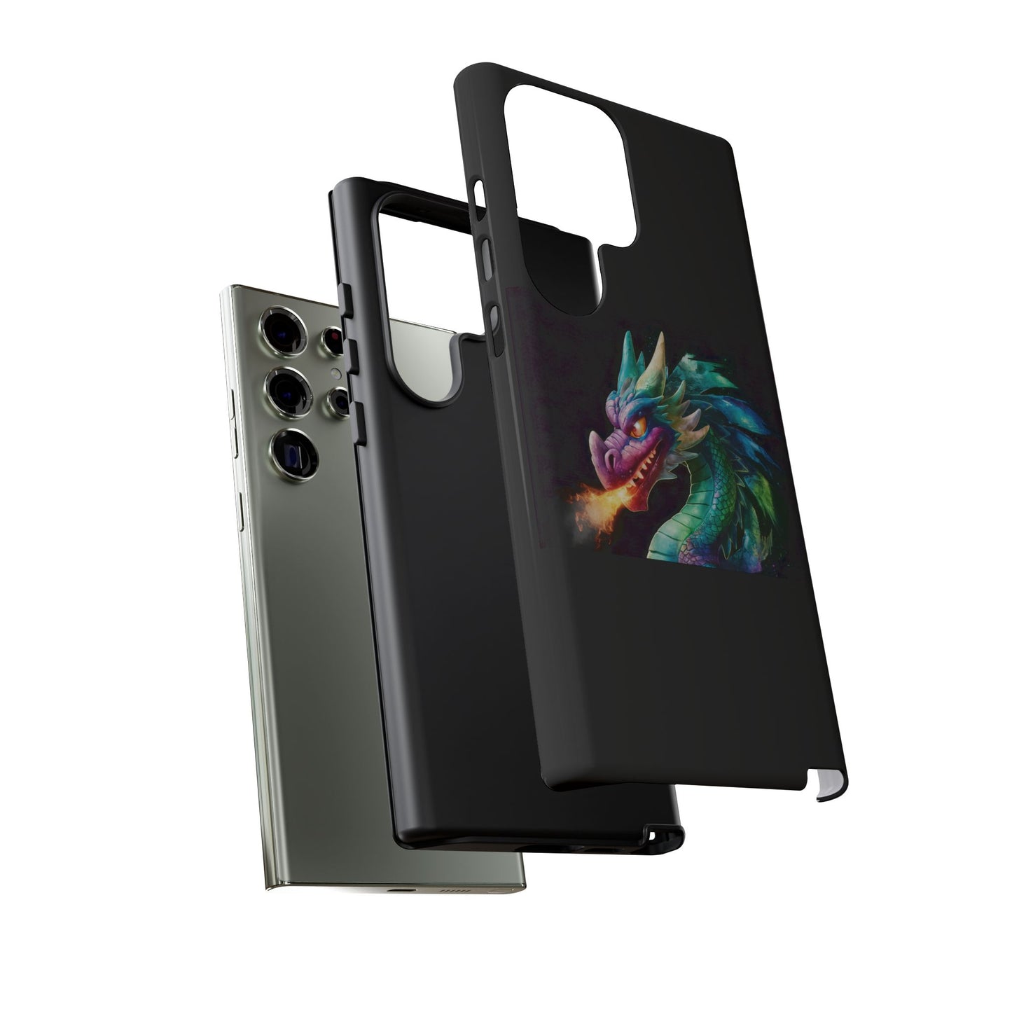 Fire-Breathing Dragon Samsung Case - Tough Fantasy Art Cover - Dark Academia Aesthetic Geek Gift for Galaxy S23/S24/S25/Ultra