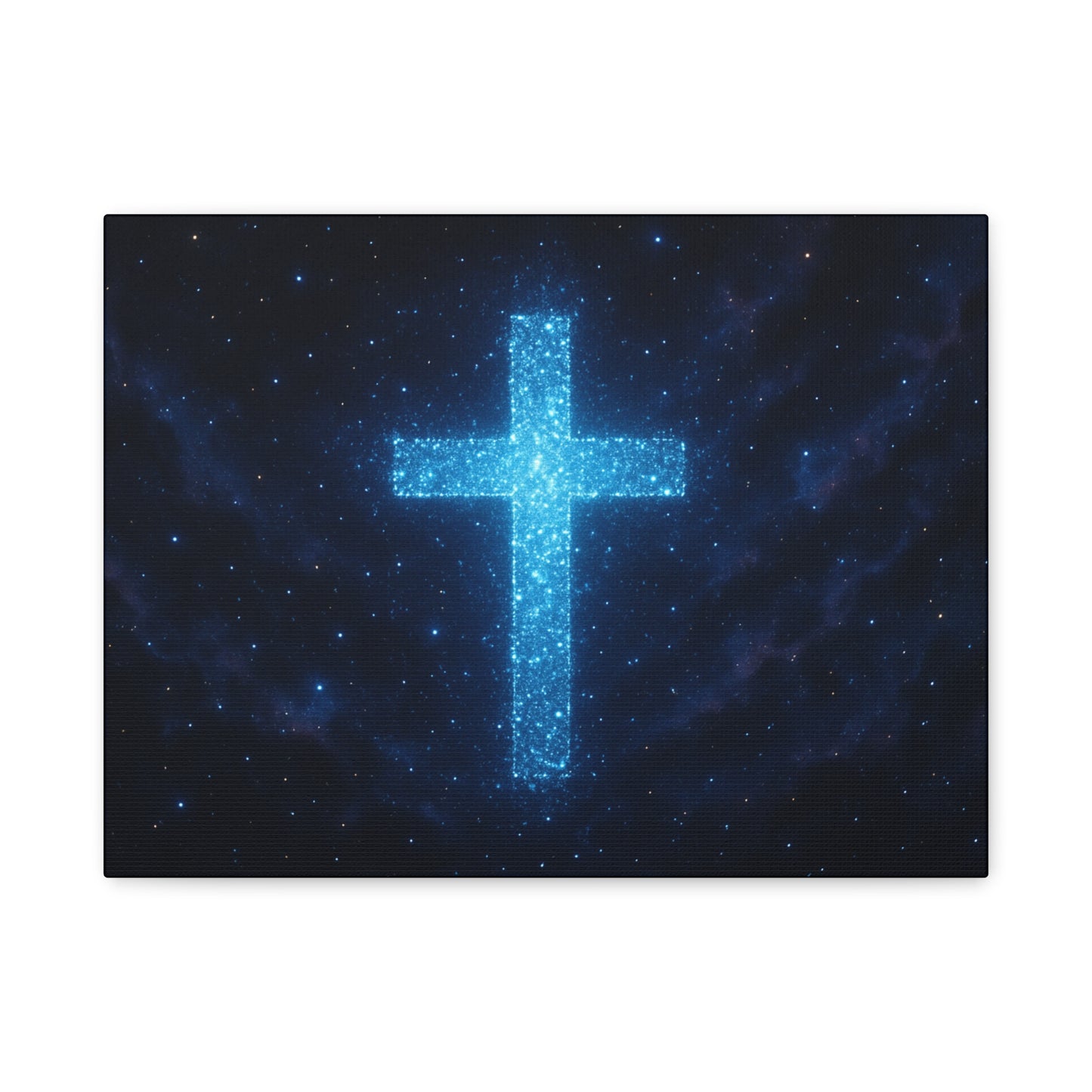 Canvas Wall Art - Bioluminescent Cross Design Spiritual Decor Christian Art Religious Canvas Gift for Believers