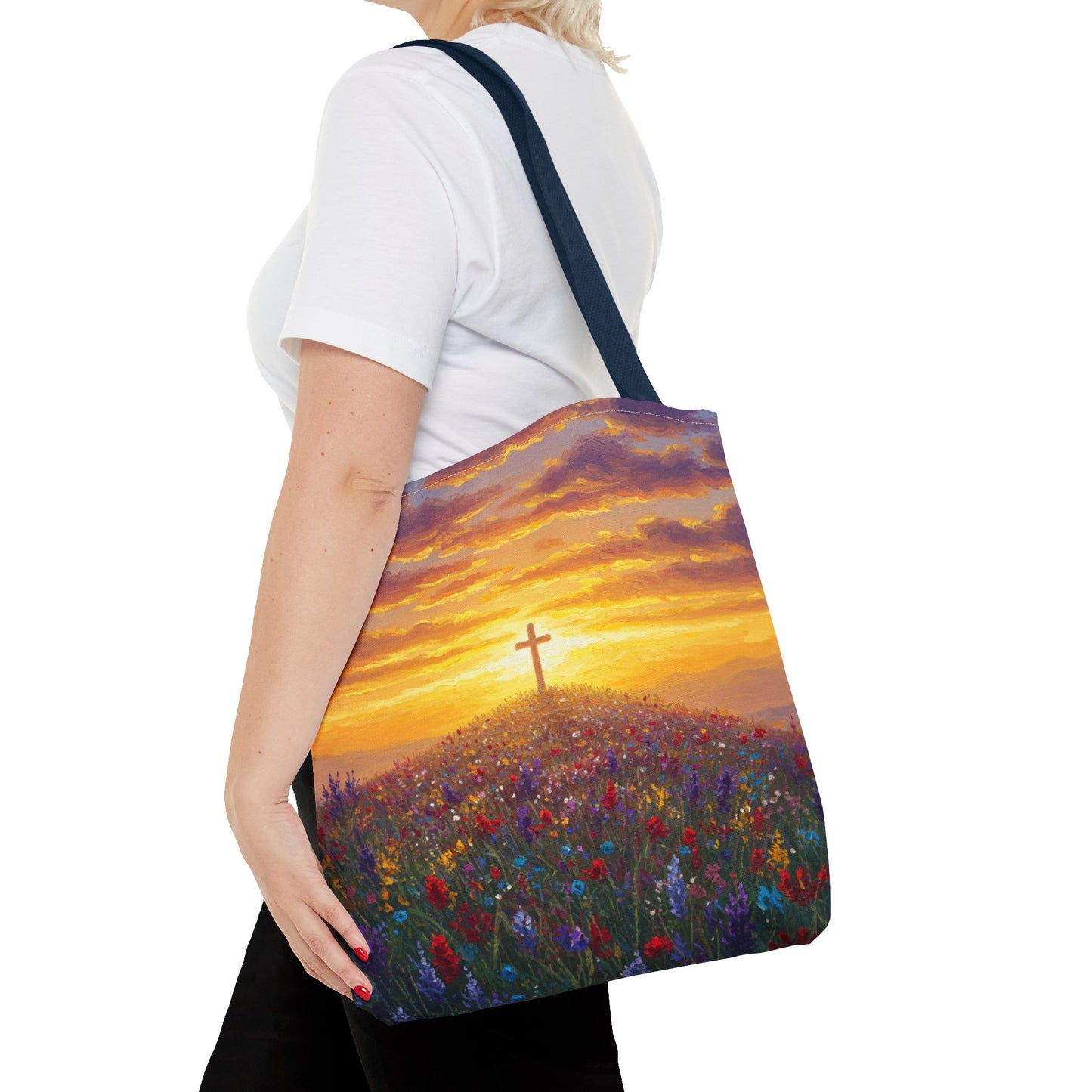 Cross Painted Tote Bag Christian Bag Inspirational Tote Spiritual Bag Religious Tote Bag