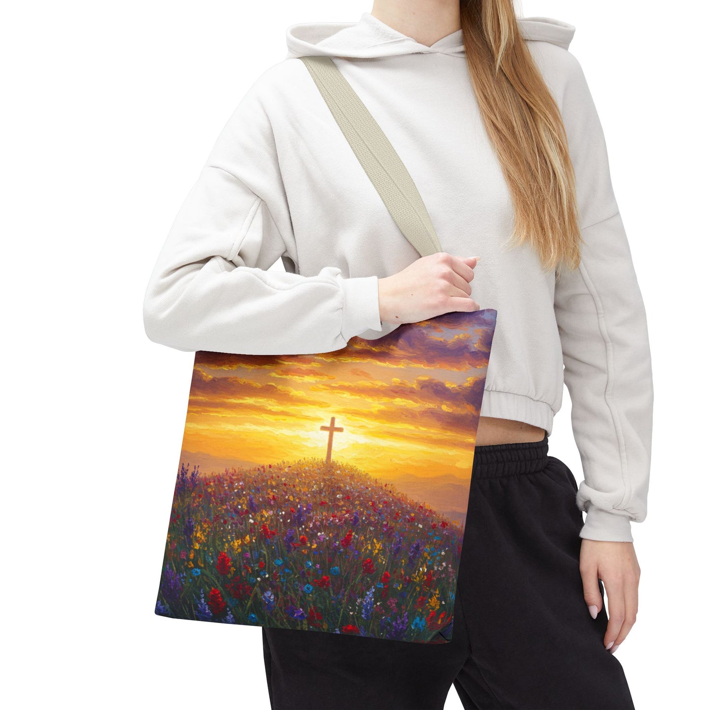 Cross Painted Tote Bag Christian Bag Inspirational Tote Spiritual Bag Religious Tote Bag