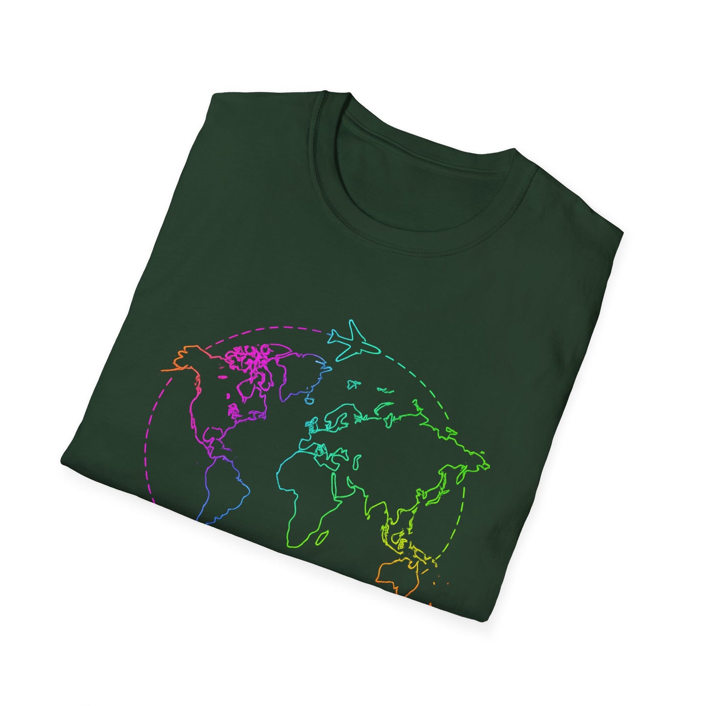 Adventure Awaits Neon Y2K Shirt - Retro Travel Tee, Rainbow Globe Graphic, Aesthetic Vacation Top, Y2K Gift for Travelers