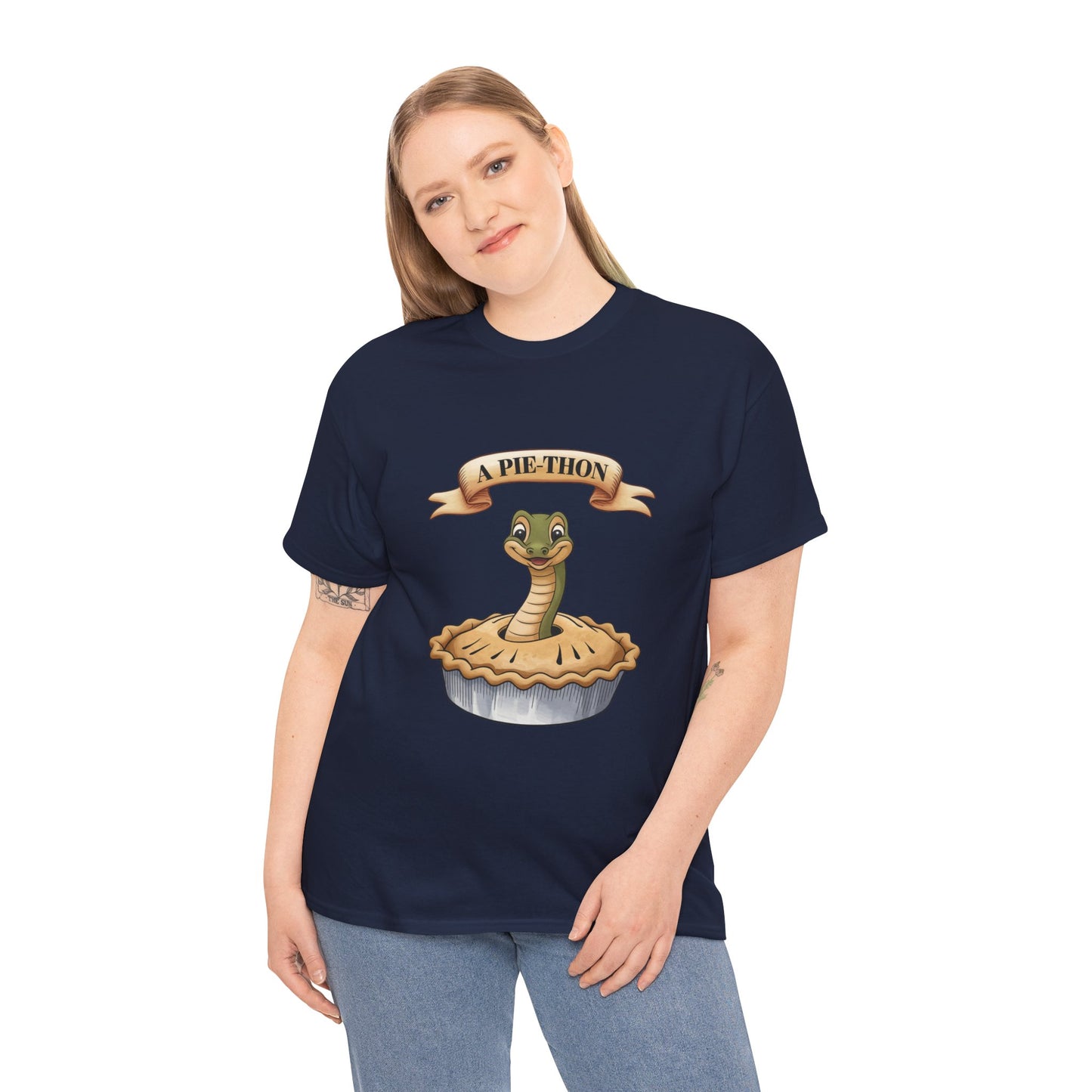 A Pie-Thon Funny Snake Pun Shirt – Cute Animal Joke T-Shirt – Quirky Graphic Tee for Pun Lovers, Reptile Fans, and Unique Gift Ideas