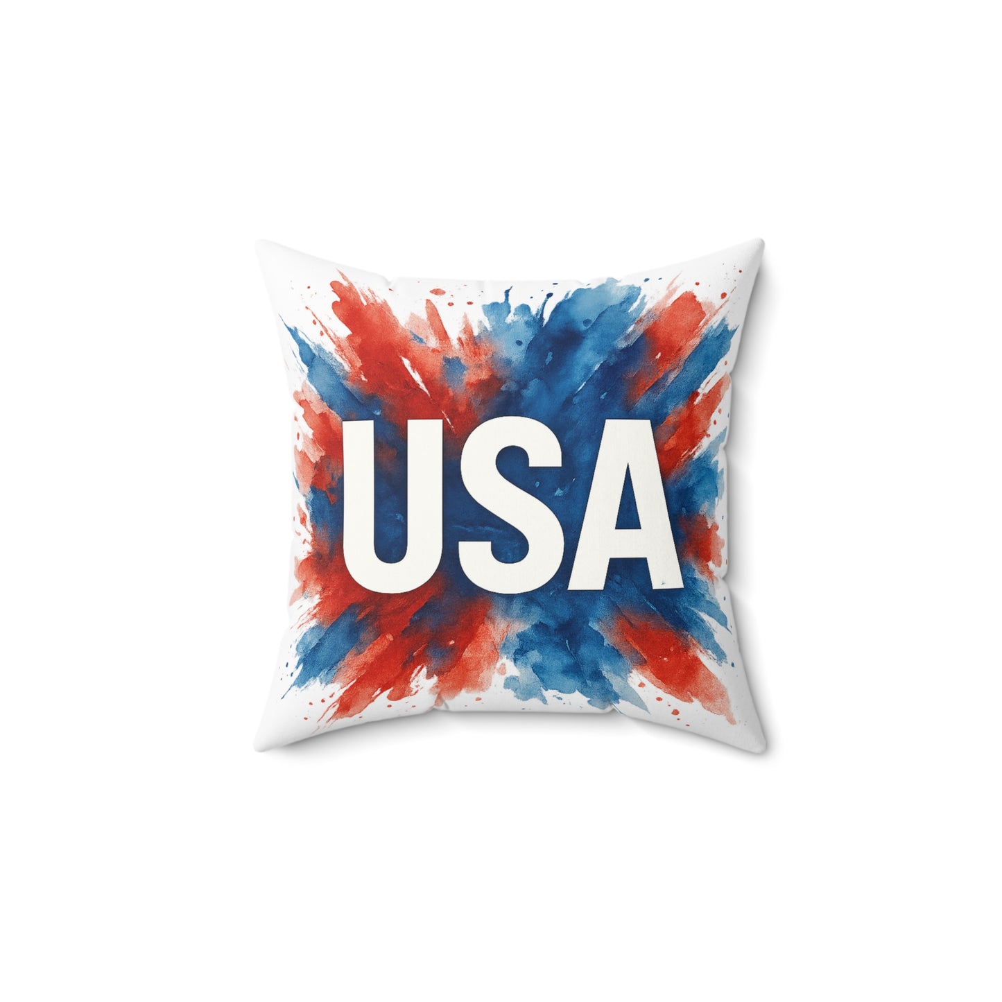 USA Watercolor Throw Pillow - Patriotic Red White and Blue Decor, Double-Sided Cushion, 4th of July Accent, Cover and Insert Included