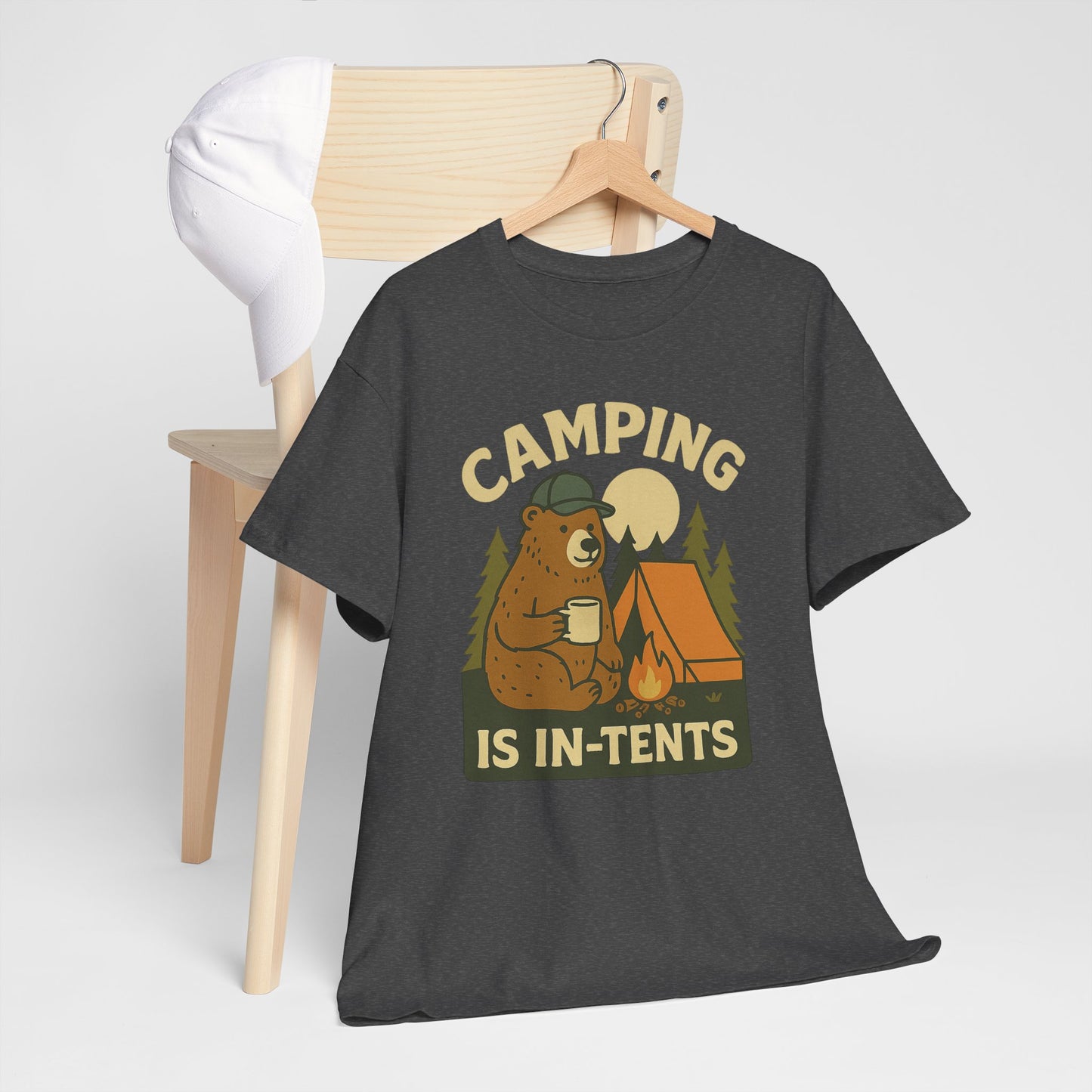 Camping Is In-Tents Funny Bear Camping Tee - Cute Outdoorsy Pun Shirt - Retro Campfire Graphic, Nature Lover Gift, Unisex Adventure Apparel