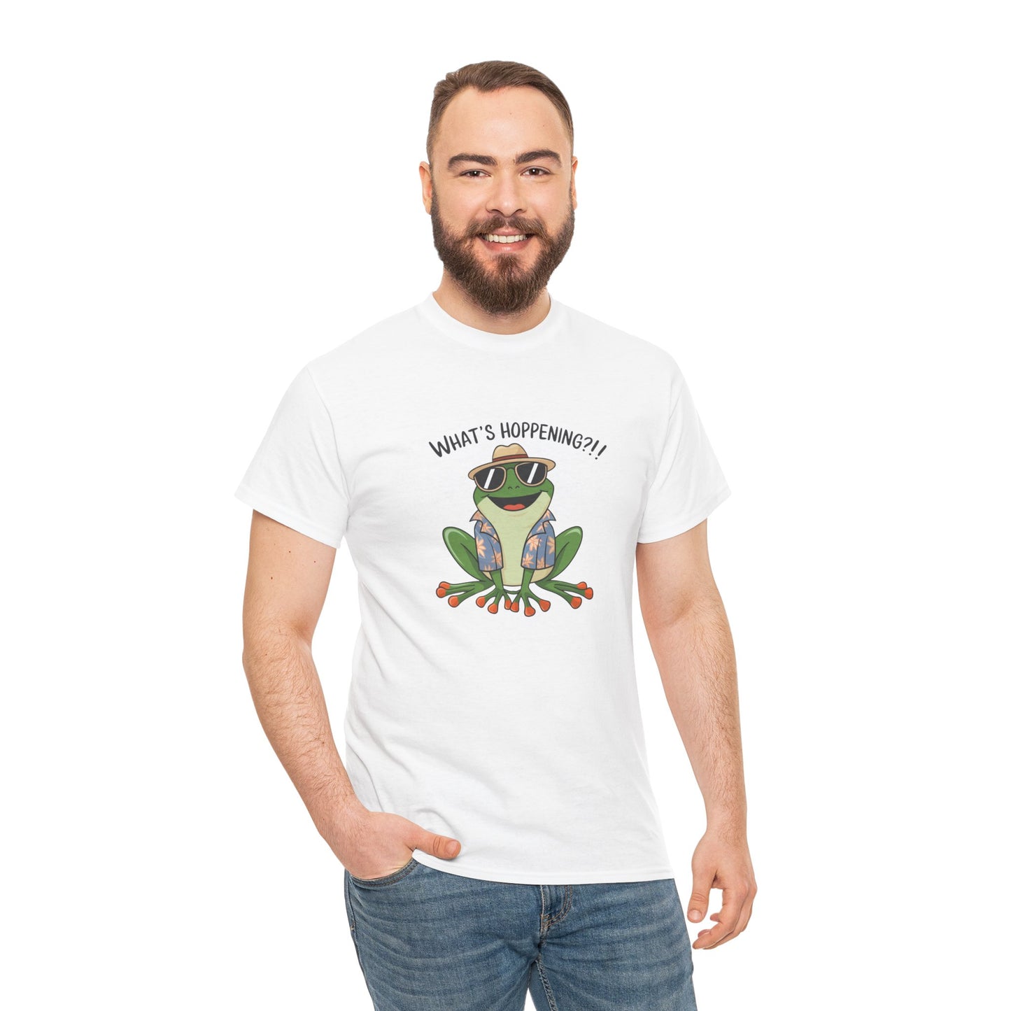 Funny Frog Shirt | What’s Hoppening T-Shirt | Cool Frog Graphic Tee | Amphibian Dad Joke Shirt | Cottagecore Animal Lover Gift
