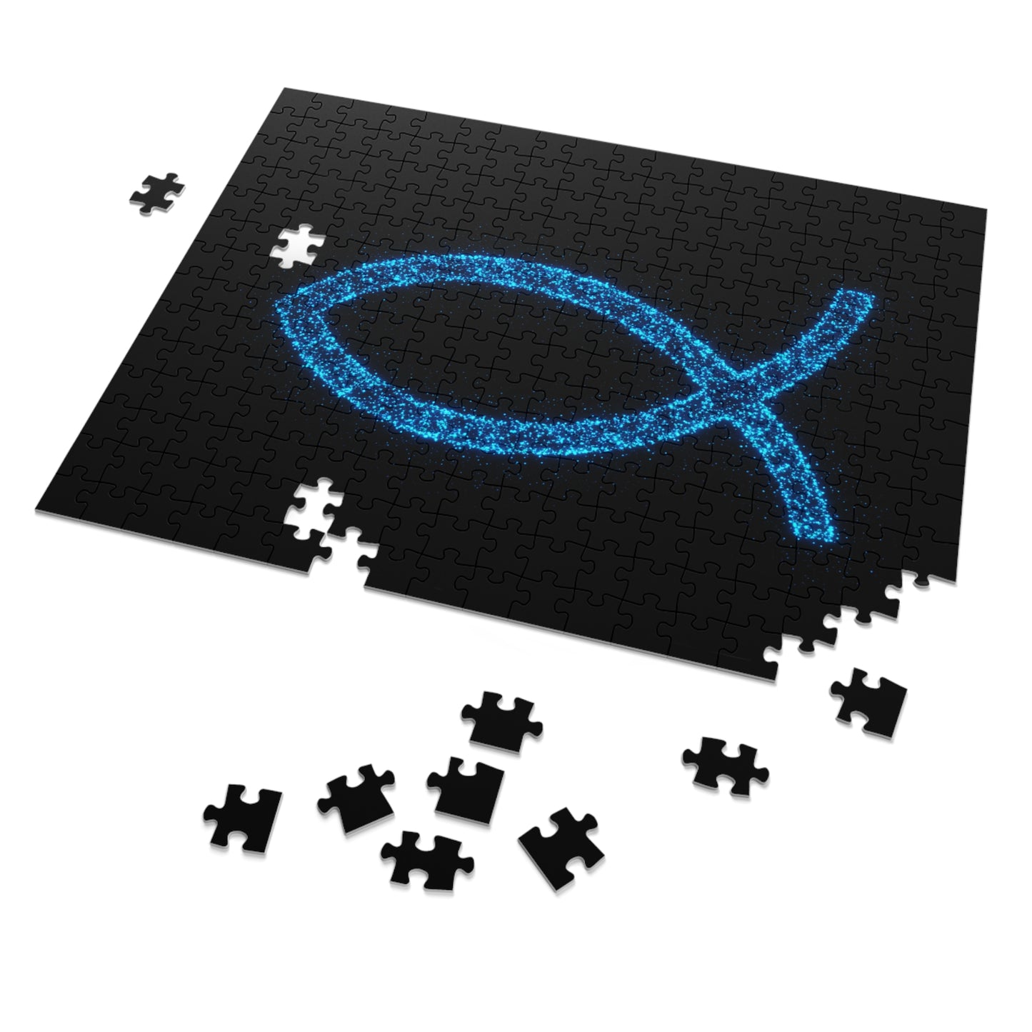 Glowing Fish Symbol Jigsaw Puzzle with Tin – Perfect Gift for Puzzle Lovers and Religious Celebrations