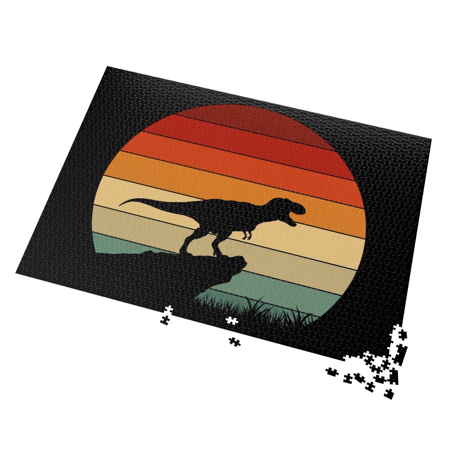 Retro Dinosaur Sunset Jigsaw Puzzle - 252-2000 pc Vintage Dino Wall Art Puzzle Gift for Adults and Kids - Unique Jurassic Game