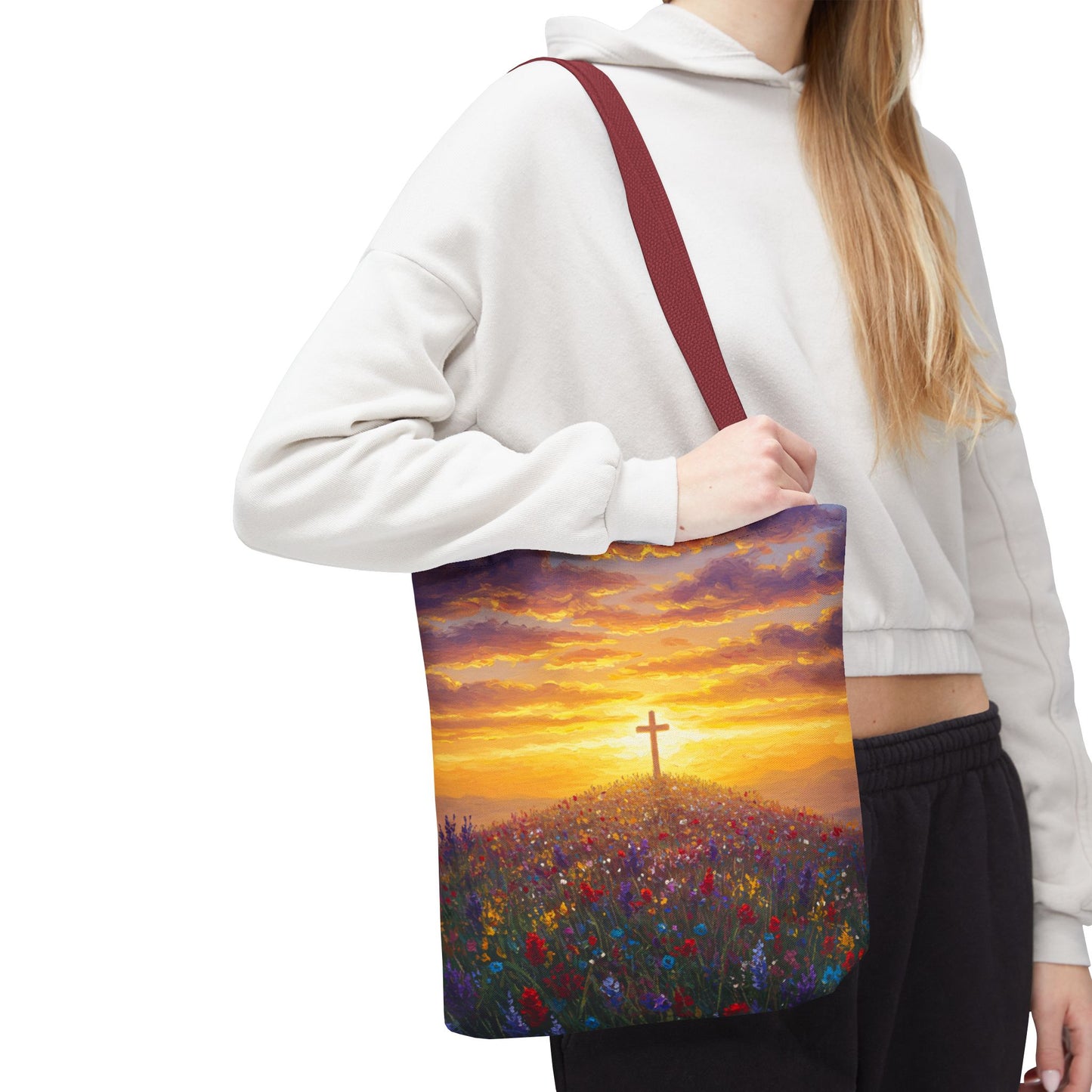 Cross Painted Tote Bag Christian Bag Inspirational Tote Spiritual Bag Religious Tote Bag