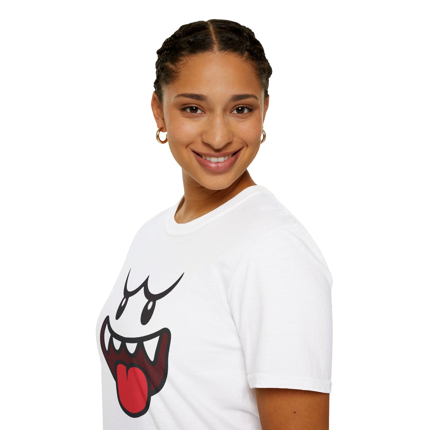 Ghost Face Graphic T-Shirt – Funny Spooky Cute Retro Halloween Tee, Y2K Nostalgia Bold Design, Soft Cotton, Fall Gift Shirt