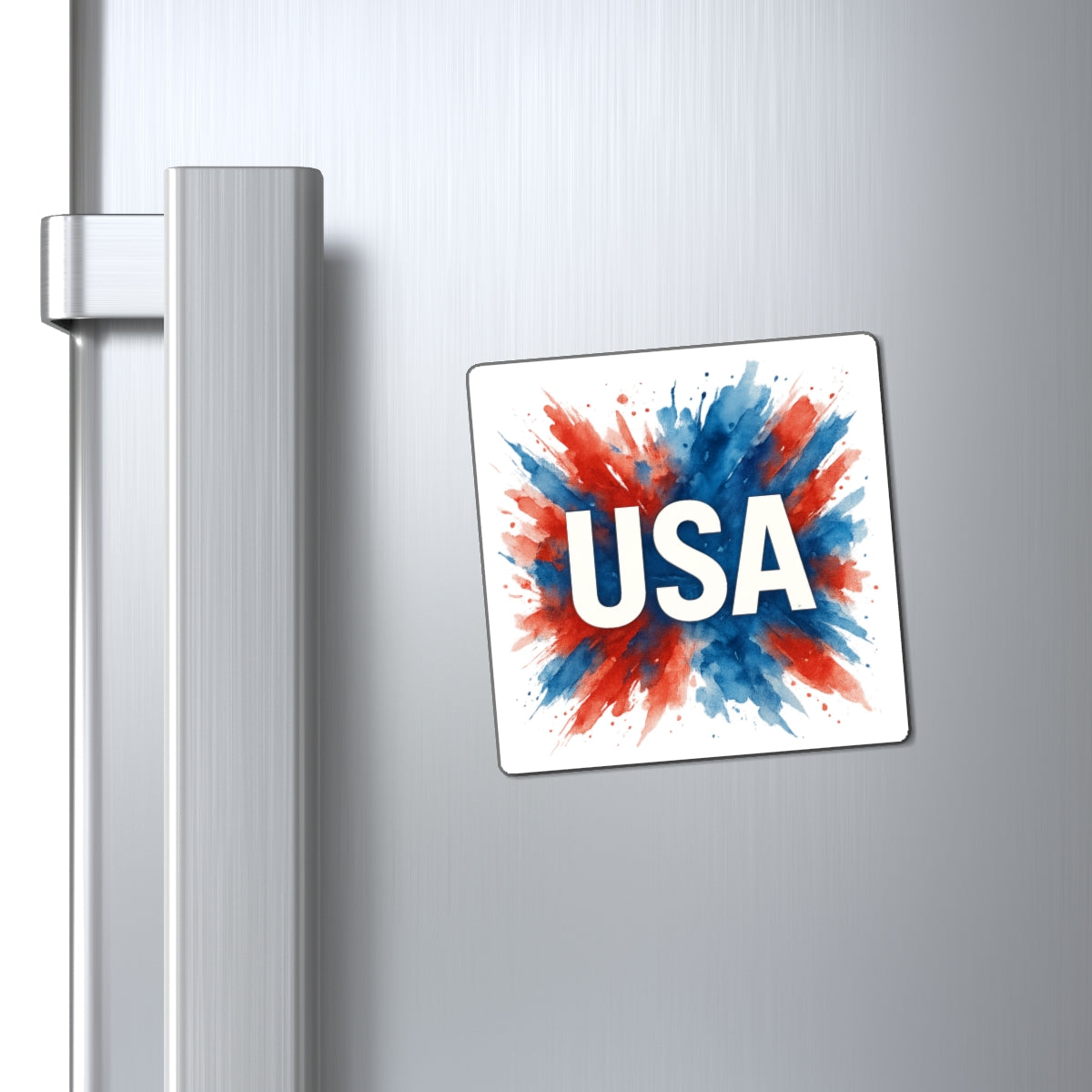 USA Magnet - Matte Vinyl Patriotic Red White Blue Fridge Magnet, 3 Sizes, Black Magnetic Backing, 4th of July Kitchen Decor Gift
