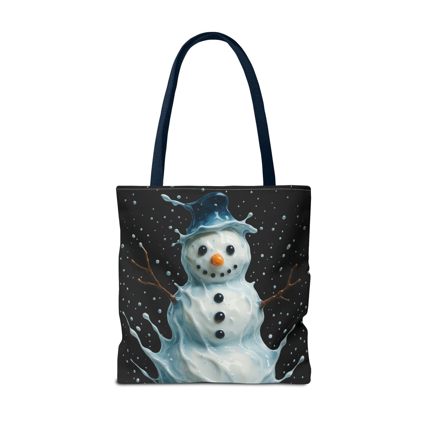 Winter Snowman Tote Bag, Festive Christmas Gift Bag, Holiday Shopping Tote, Snowy Season Accessory, Reusable Winter Art Bag For Everyday Use