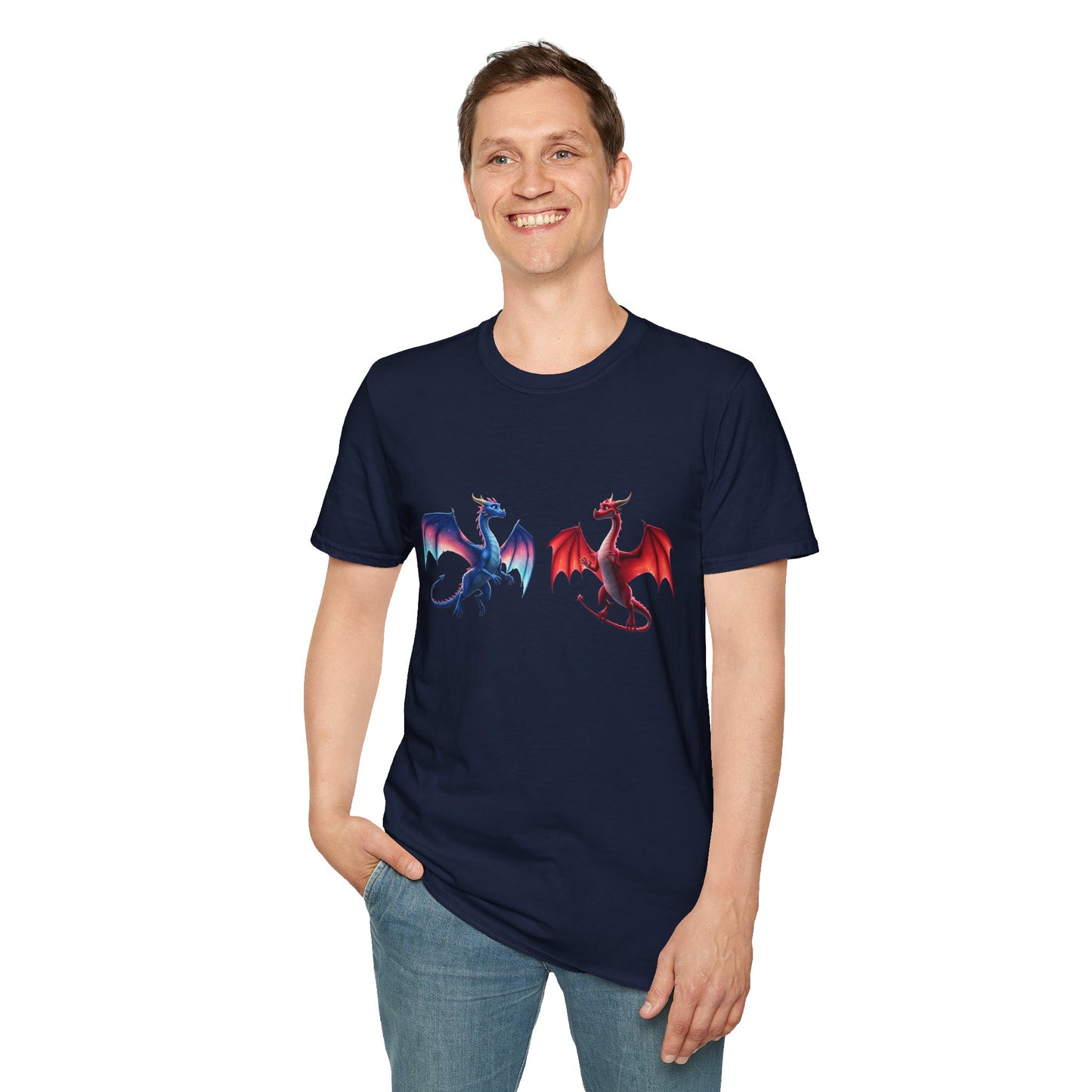 Dragon Duel Fantasy T-Shirt | Fire & Ice Dragon Graphic Tee | Unisex Gamer Shirt | DnD Gift | Cool Mythical Creature Shirt