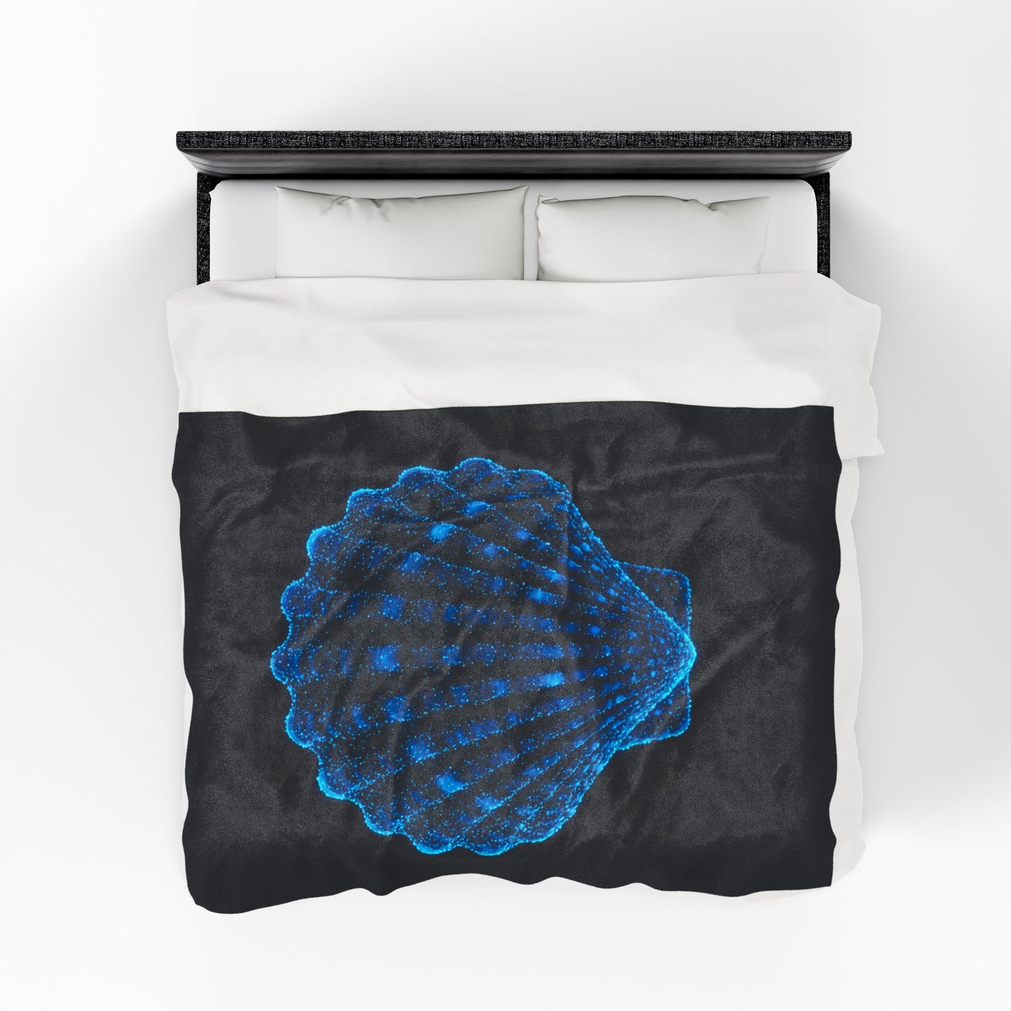 Plush Blanket with Bioluminescent Seashell Design Beach Decor Nautical Blanket