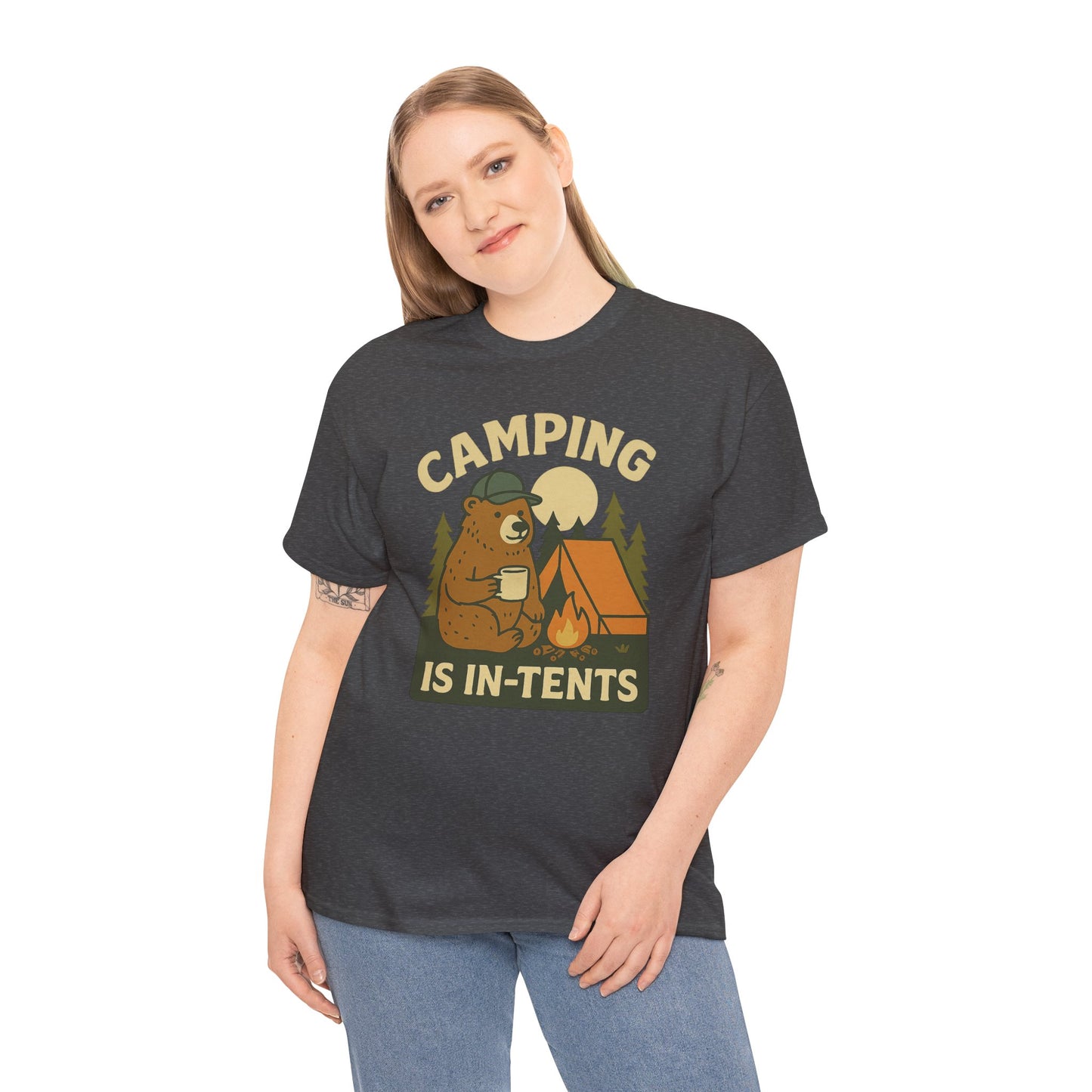 Camping Is In-Tents Funny Bear Camping Tee - Cute Outdoorsy Pun Shirt - Retro Campfire Graphic, Nature Lover Gift, Unisex Adventure Apparel