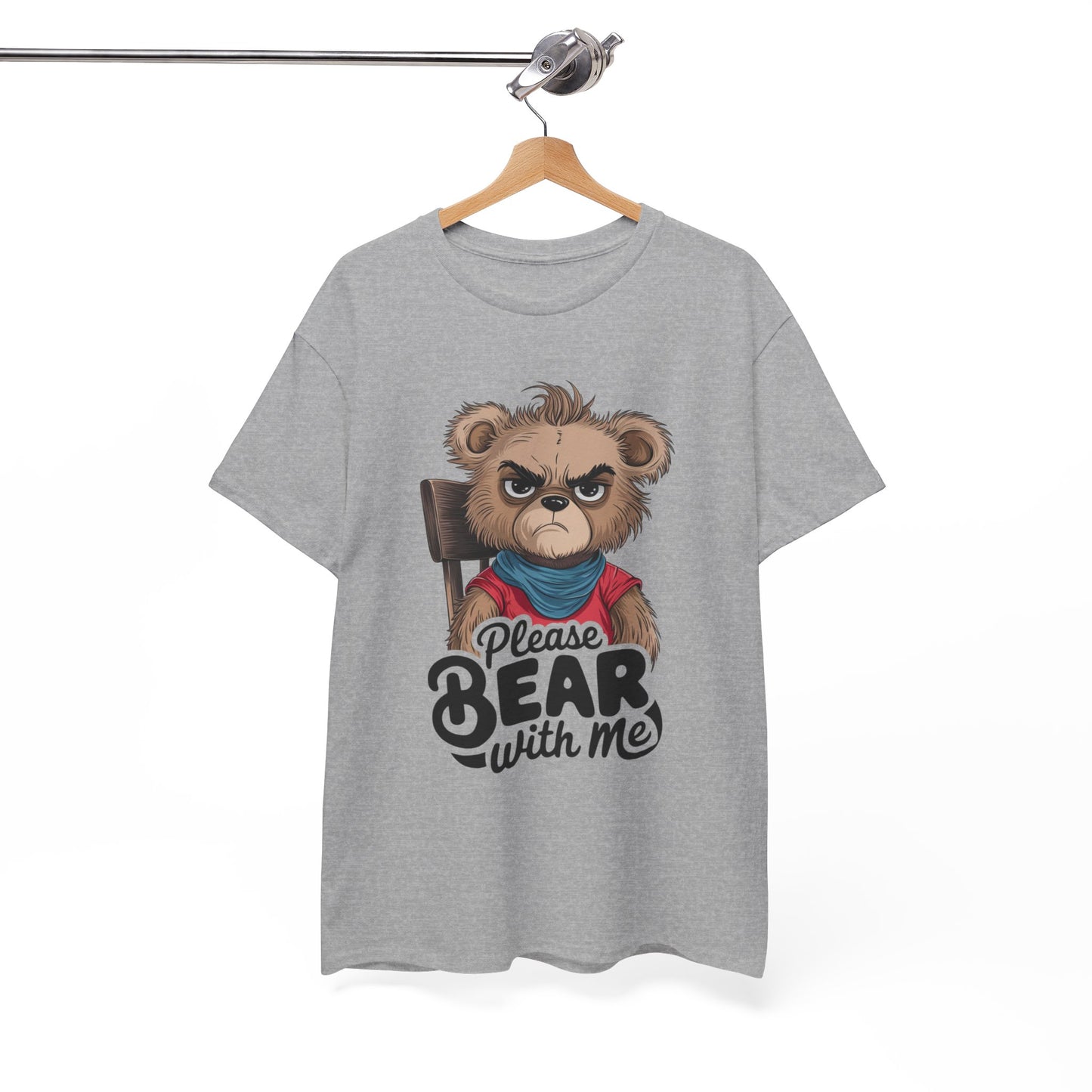Grumpy Bear Graphic Tee – Please Bear With Me Shirt – Funny Animal T‑shirt – Sarcastic Humor Gift – Cute Bear Meme Art Tee
