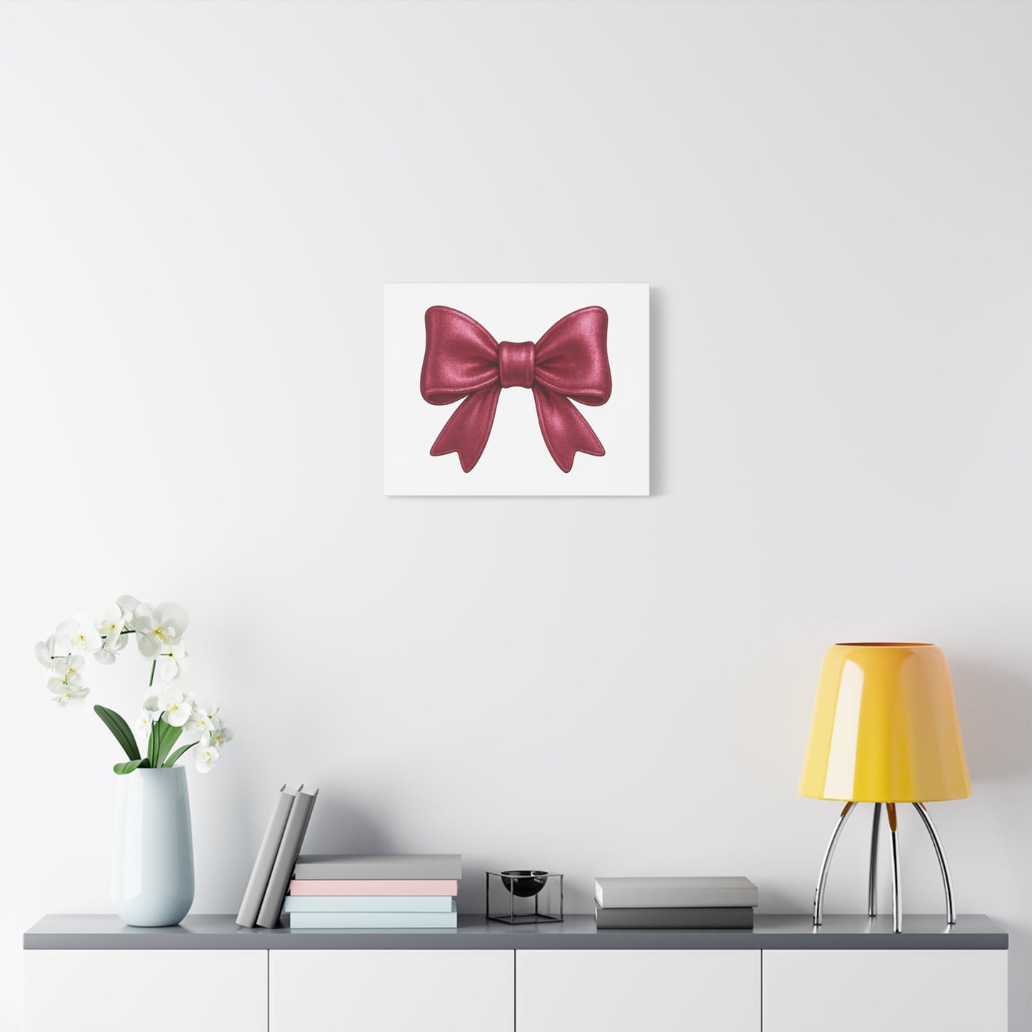 Red Bow Canvas Wall Art – Modern Christmas Decor, Gift for Her, Glam Room Wall Print, Elegant Ribbon Artwork