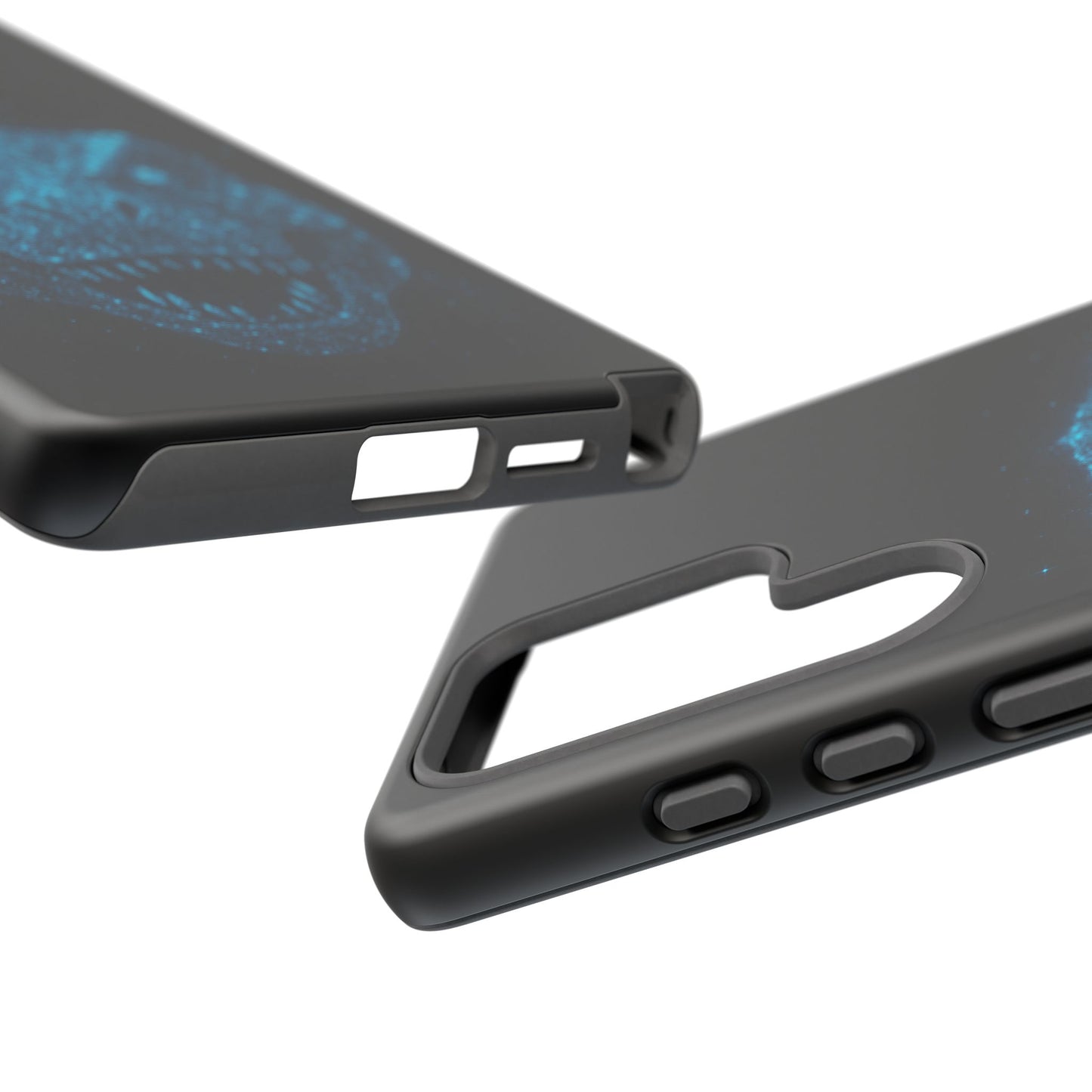 Bioluminescent T-Rex Samsung Case - Galaxy Tough Dual-Layer Cover, Cosmic Dino Particle Design, S25 S24 S23 Gift