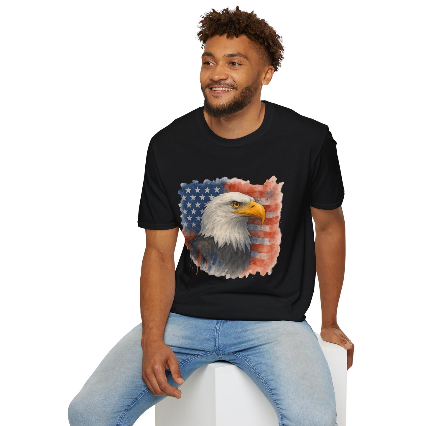 American Eagle & Flag T‑Shirt | Patriotic Graphic Tee | Bald Eagle USA Shirt | 4th of July Tee | Independence Day Apparel