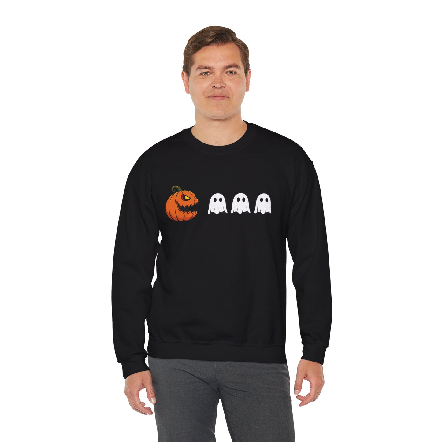 Pumpkin Ghost Sweatshirt, Funny Halloween Crewneck, Spooky Ghost Sweater, Cute Pumpkin Sweatshirt, Fall Outfit, Scary Face Sweatshirt