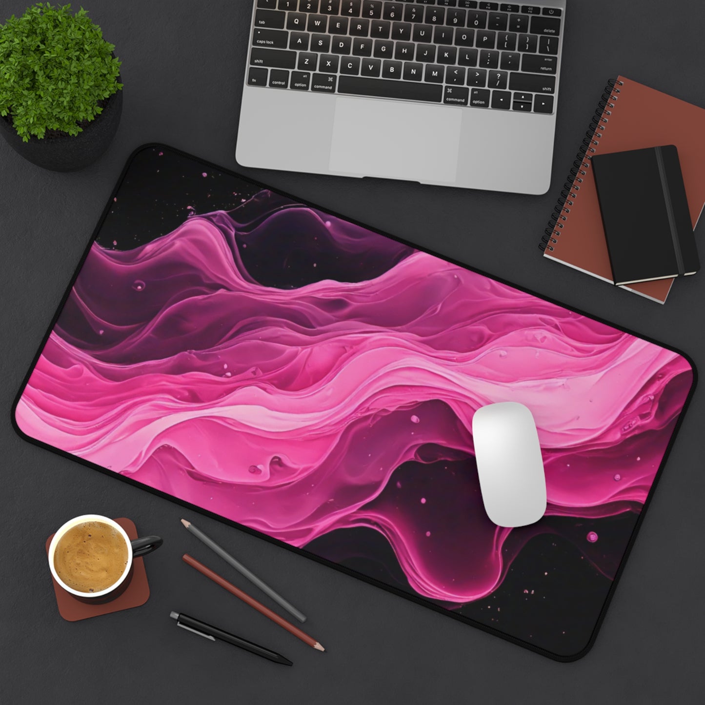 Elegant Pink Wave Desk Mat - Stylish Office Decor for Home & Workspaces