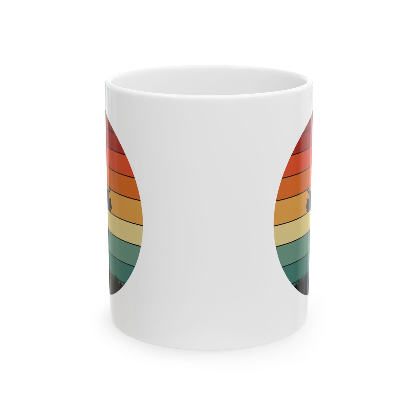 Dinosaur Sunset Mug - Triceratops Retro Coffee Cup - 80s Vintage Dino Mug Gift - Prehistoric Art Mug - Funny Dino Lover Gift 11oz or 15oz
