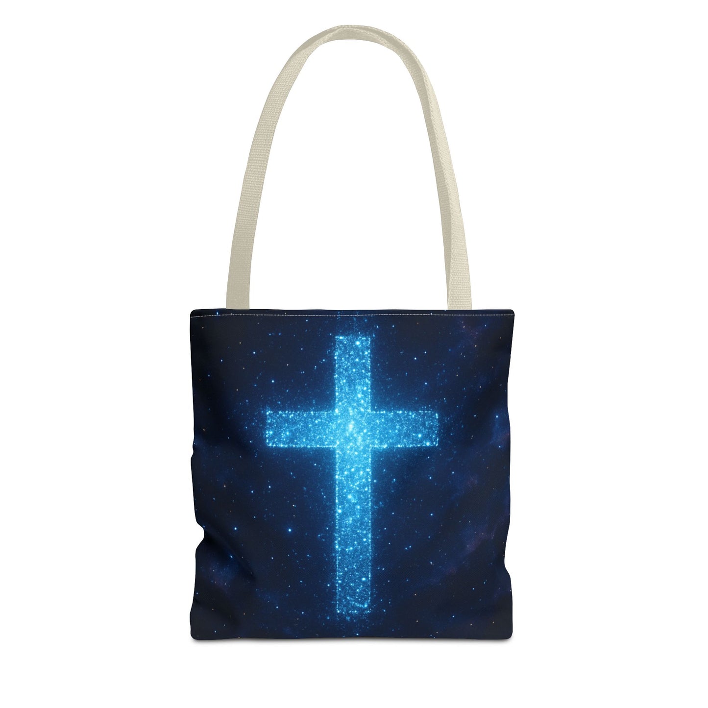 Sparkling Cross Tote Bag - Inspirational Blue Cosmic Bag Christian Tote Spiritual Bag Inspirational Tote Bag
