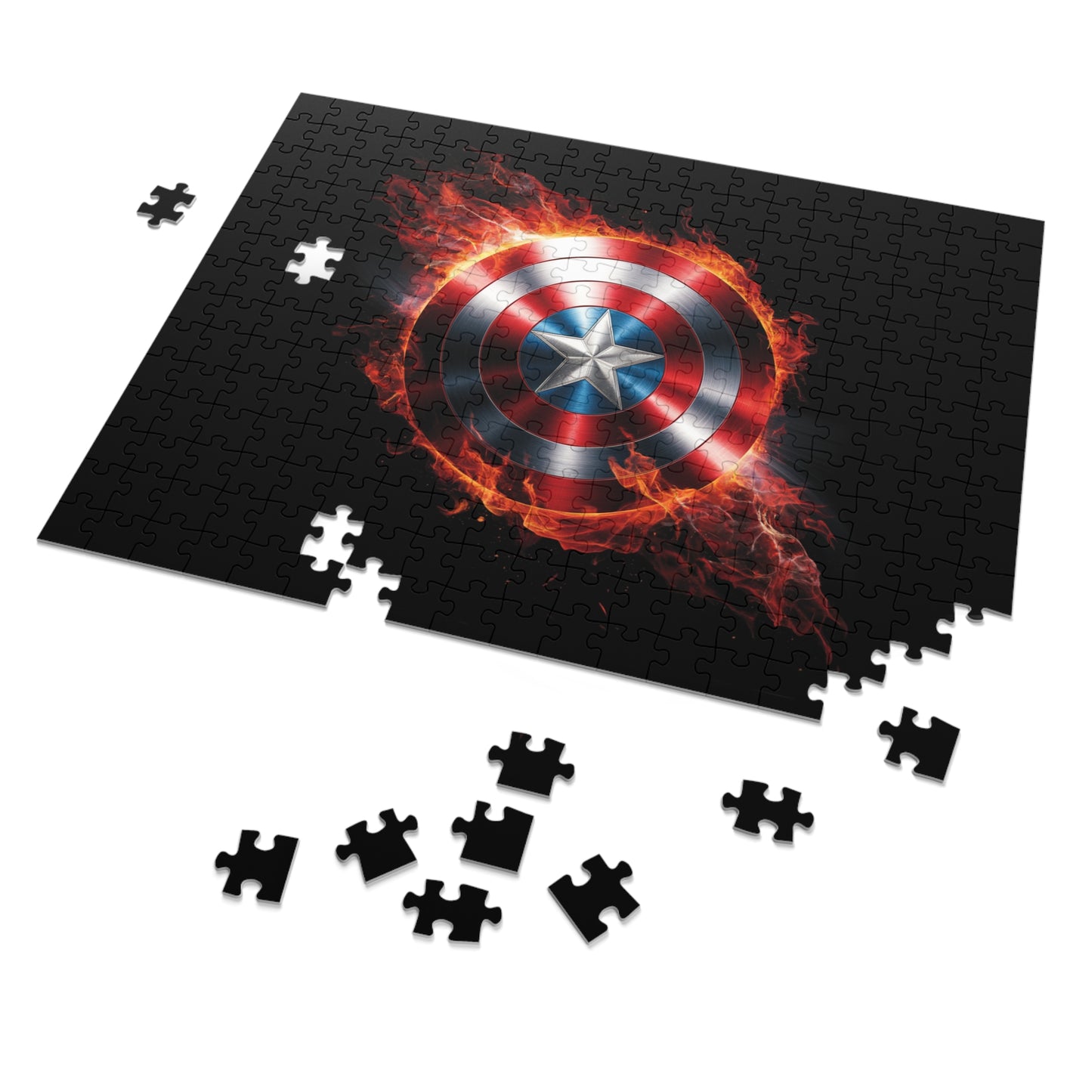Fire & Shield Jigsaw Puzzle with Tin | Marvel-Inspired Home Décor