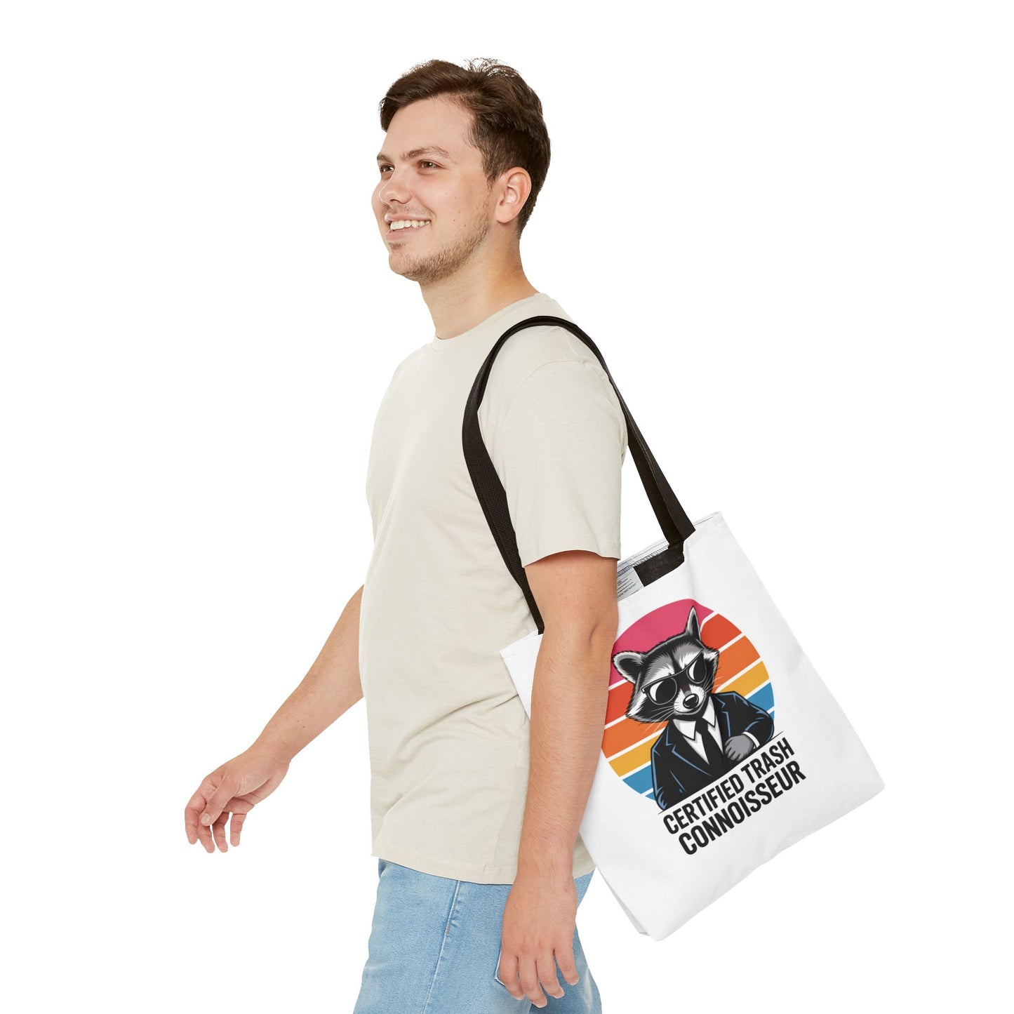Certified Trash Connoisseur Raccoon Tote Bag Fun and Quirky Everyday Carry Trash Panda Bag